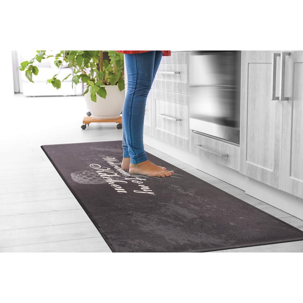 World Rug Gallery Welcome Kitchen Anti Fatigue Standing Mat - Black 18"x47"