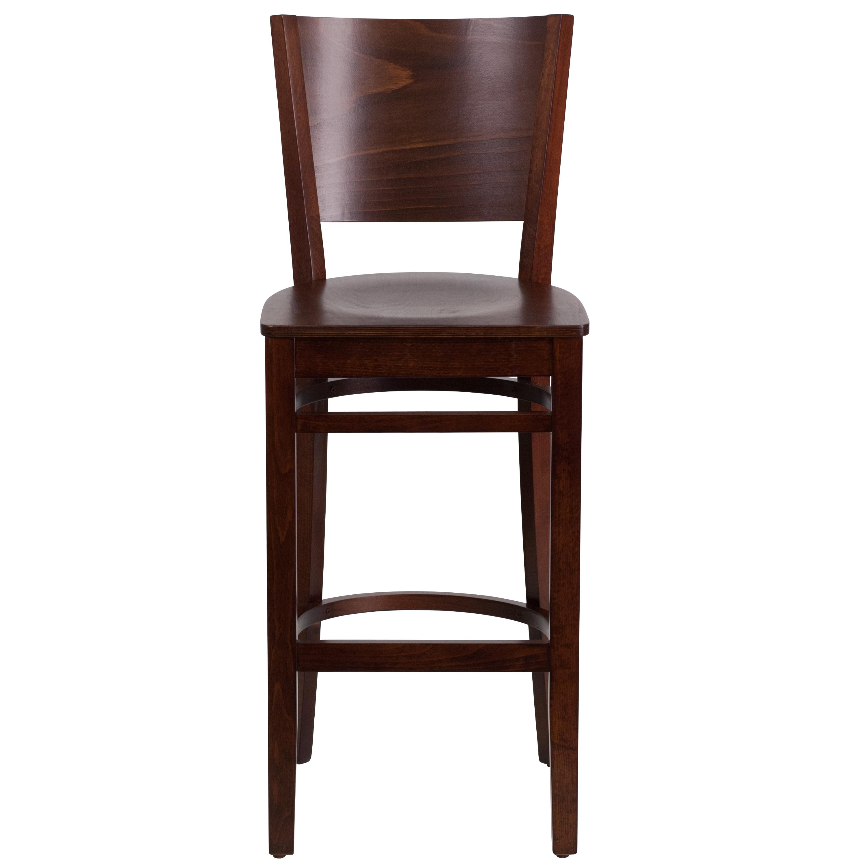 Flash Furniture Lacey Series Solid Back Walnut Wood Restaurant Barstool