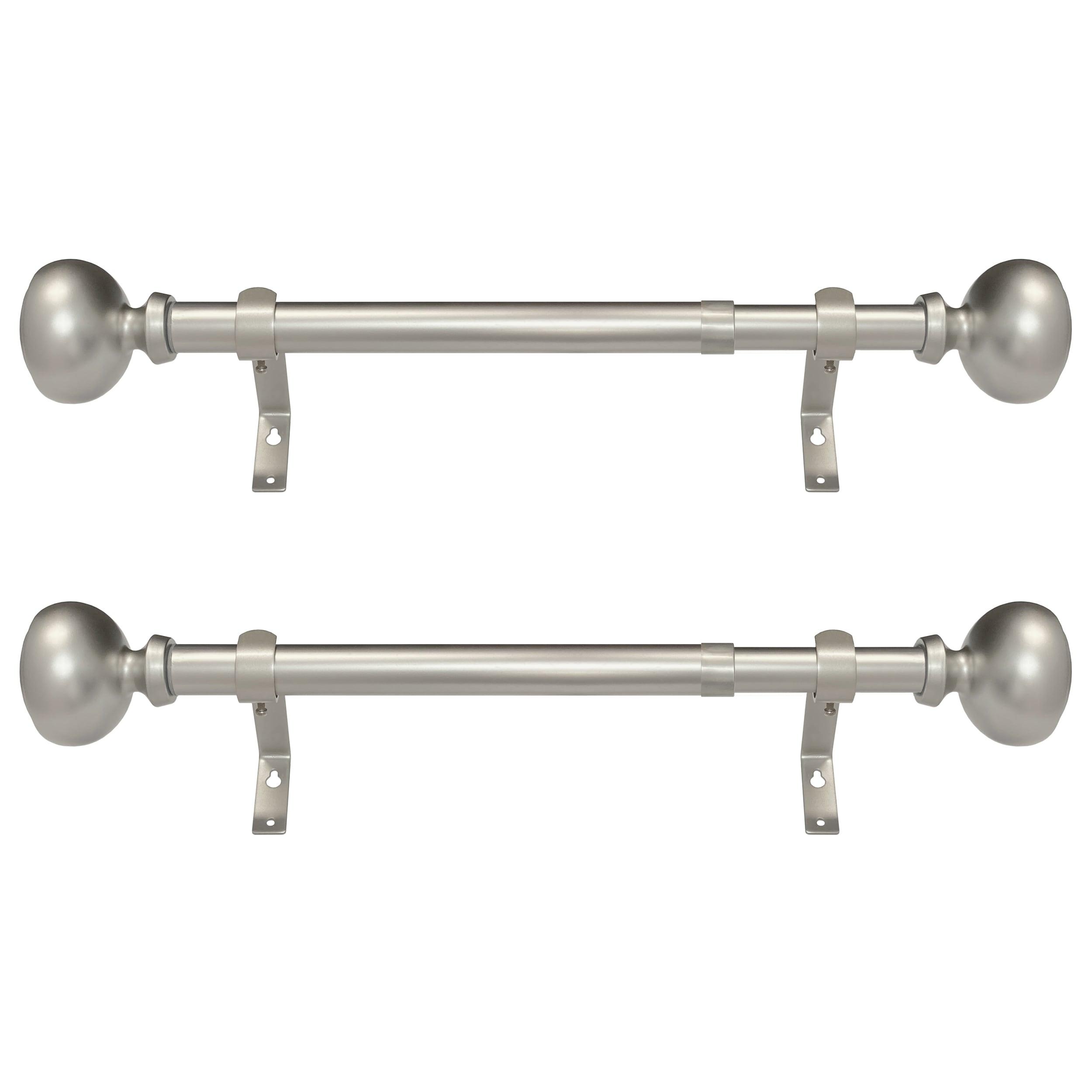 Fairbanks II 12-20 Inch Adjustable Side Curtain Rod Set Pair, 1 Inch Diameter in Nickel