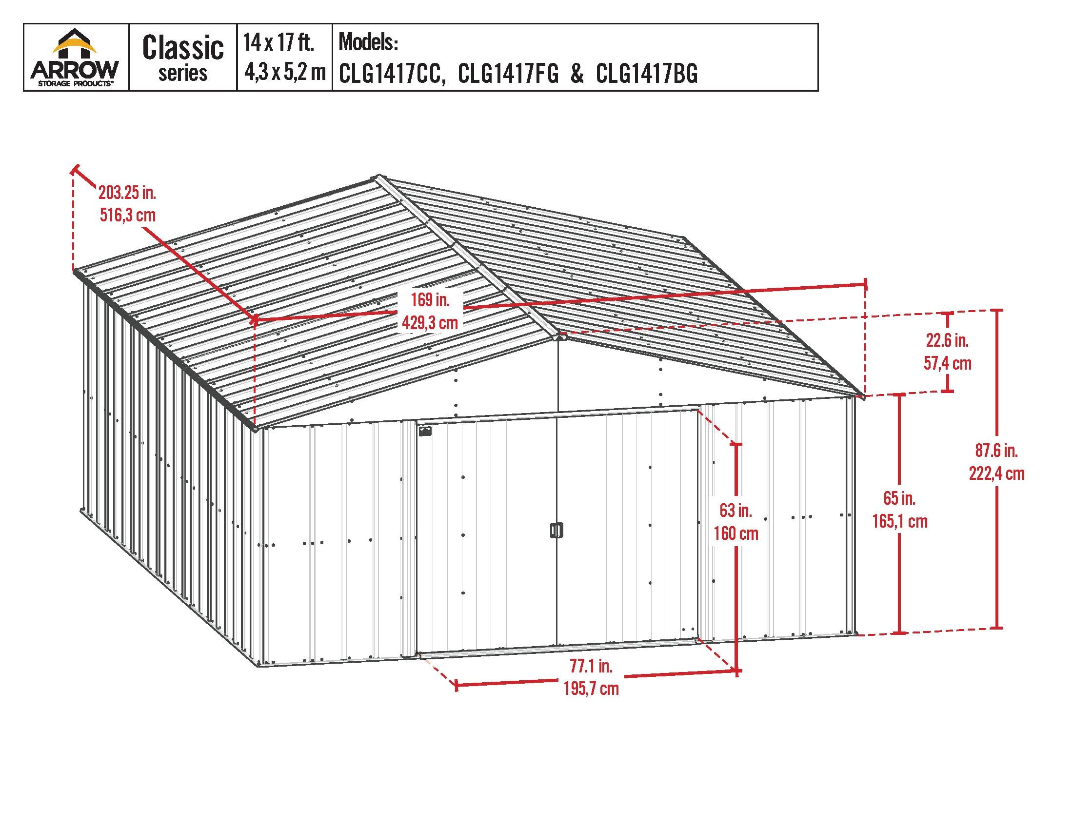 Arrow Arrow Classic Metal Shed, 14 x 17