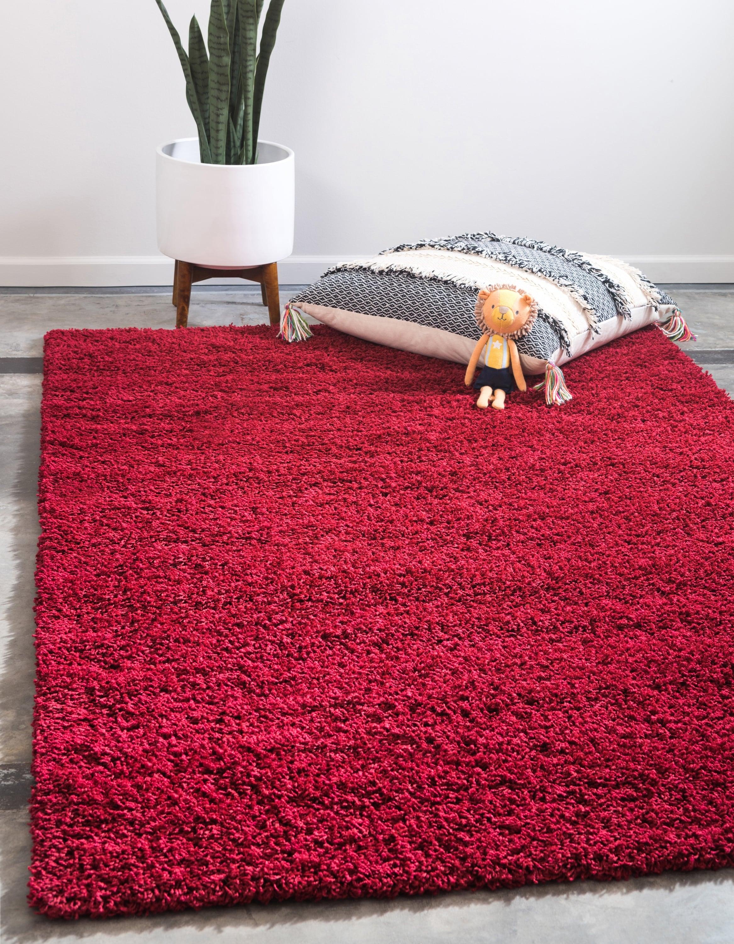 Unique Loom 4' 1 x 6' 1 Solid Shag Cherry Red Area Rug