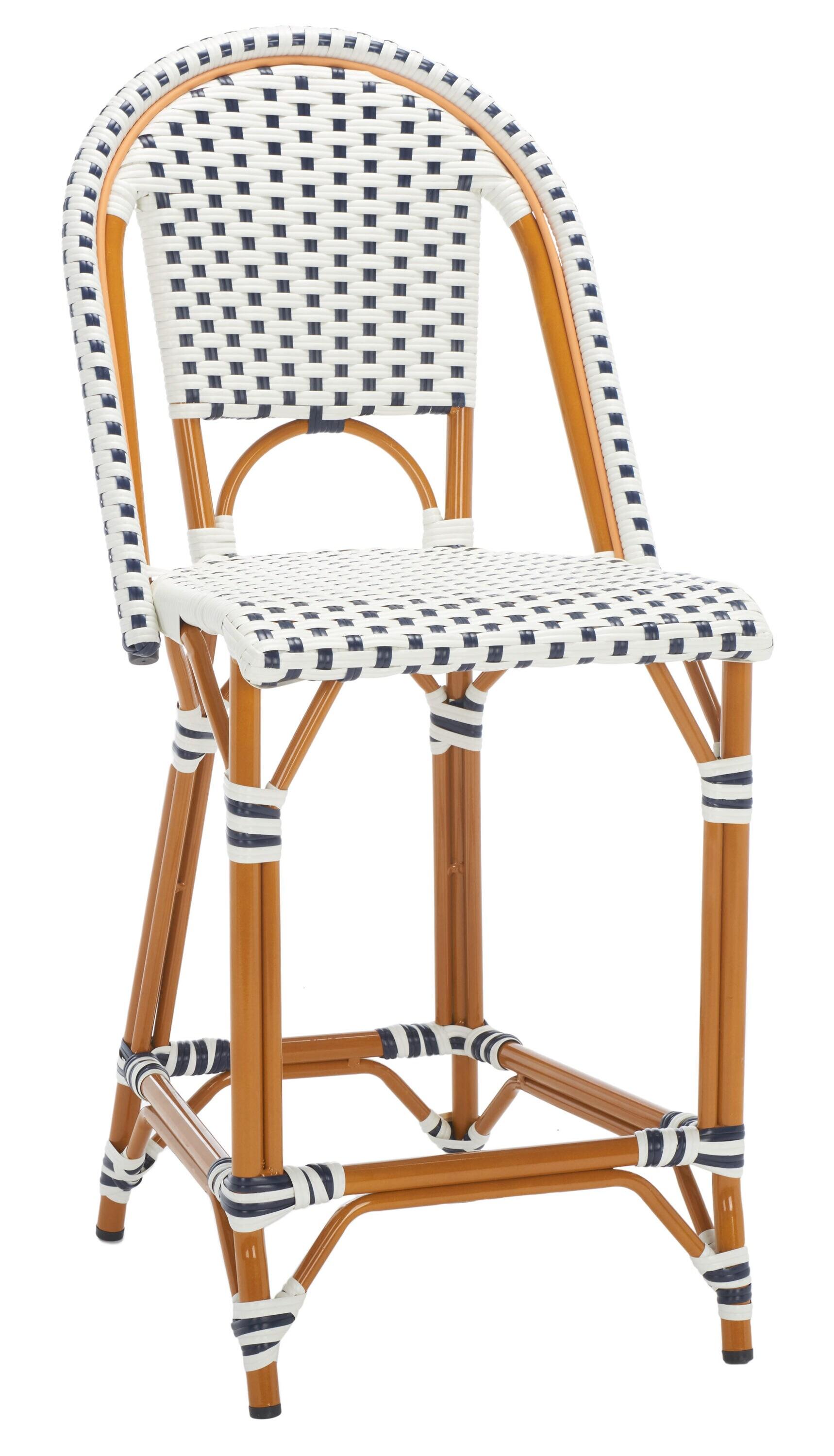 California Counter Stool - Indoor/Outdoor - PAT7532 - White/Navy - Safavieh
