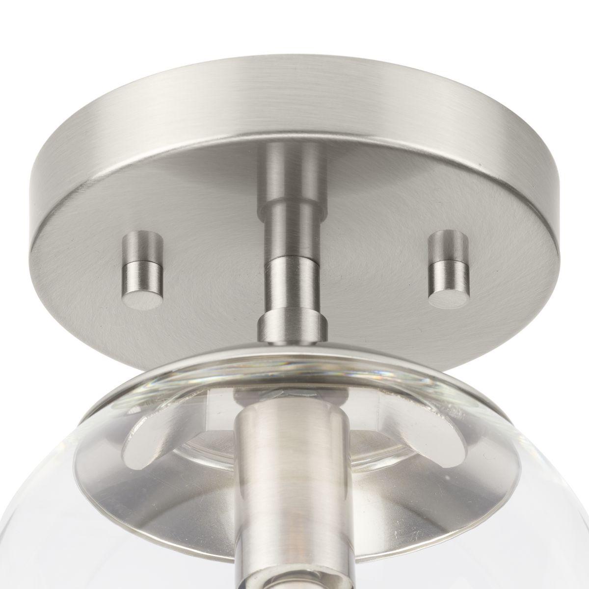 Progress Lighting Atwell 1-Light Flush Mount Ceiling Light, Brushed Nickel, Clear Glass