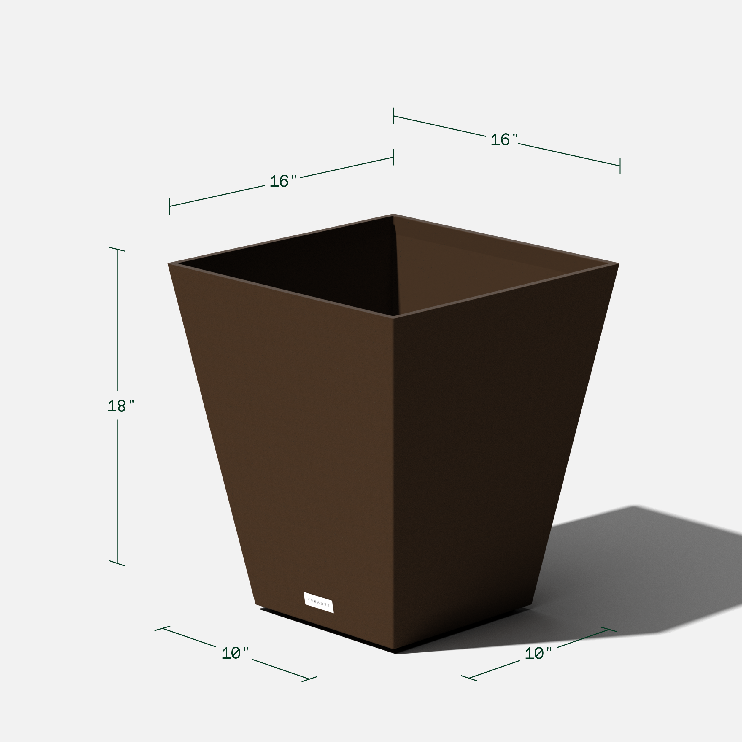 Veradek Pure Series Nobleton 18" Plastic Planter - Espresso