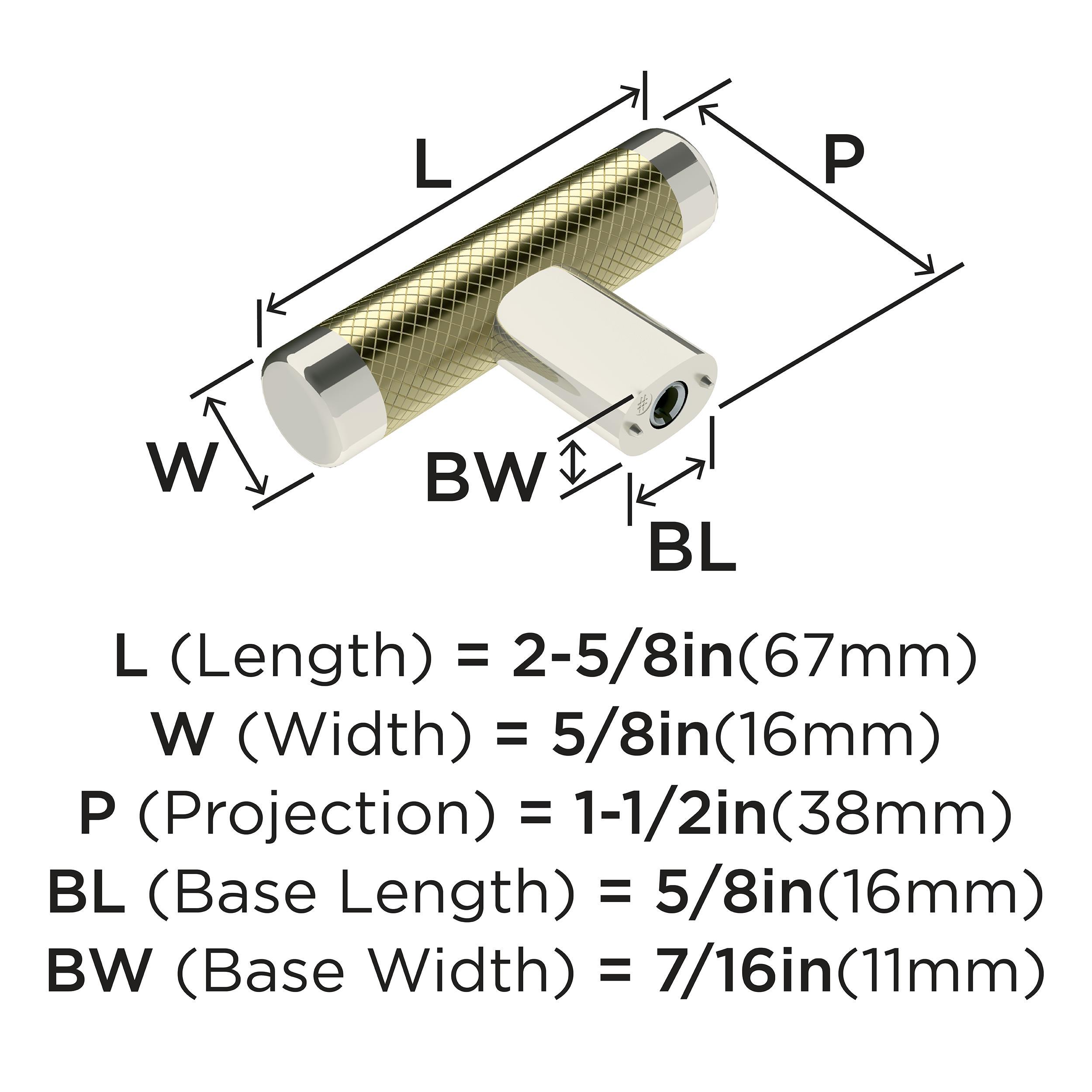 Amerock Esquire 2-5/8 inch (67mm) Length Polished Nickel/Golden Champagne Cabinet Knob