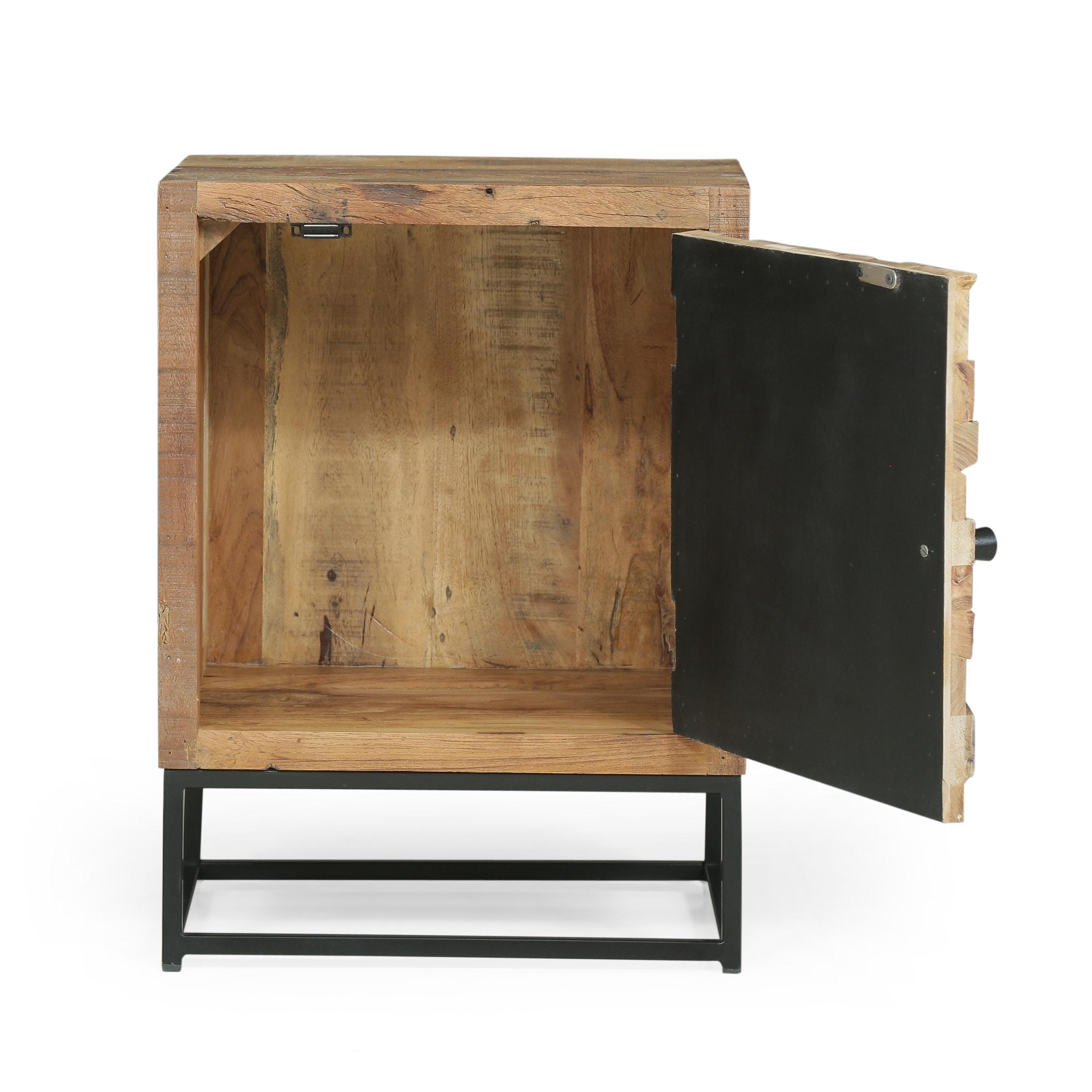 GDF Studio Temur Boho Wooden Night Stand, Natural
