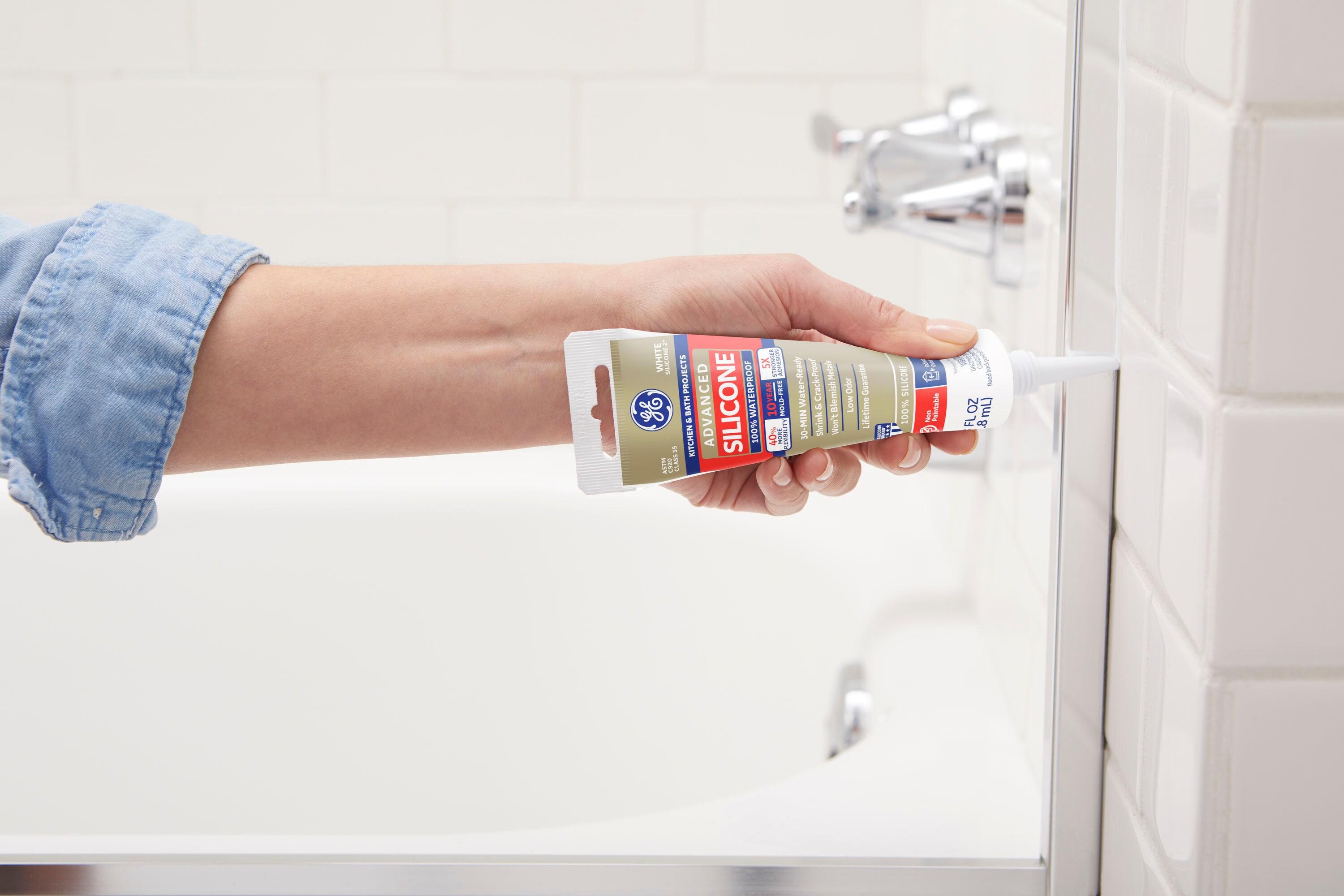GE Advanced Silicone Kitchen & Bath Sealant, Pack of 1, Clear 2.8 fl oz Tube