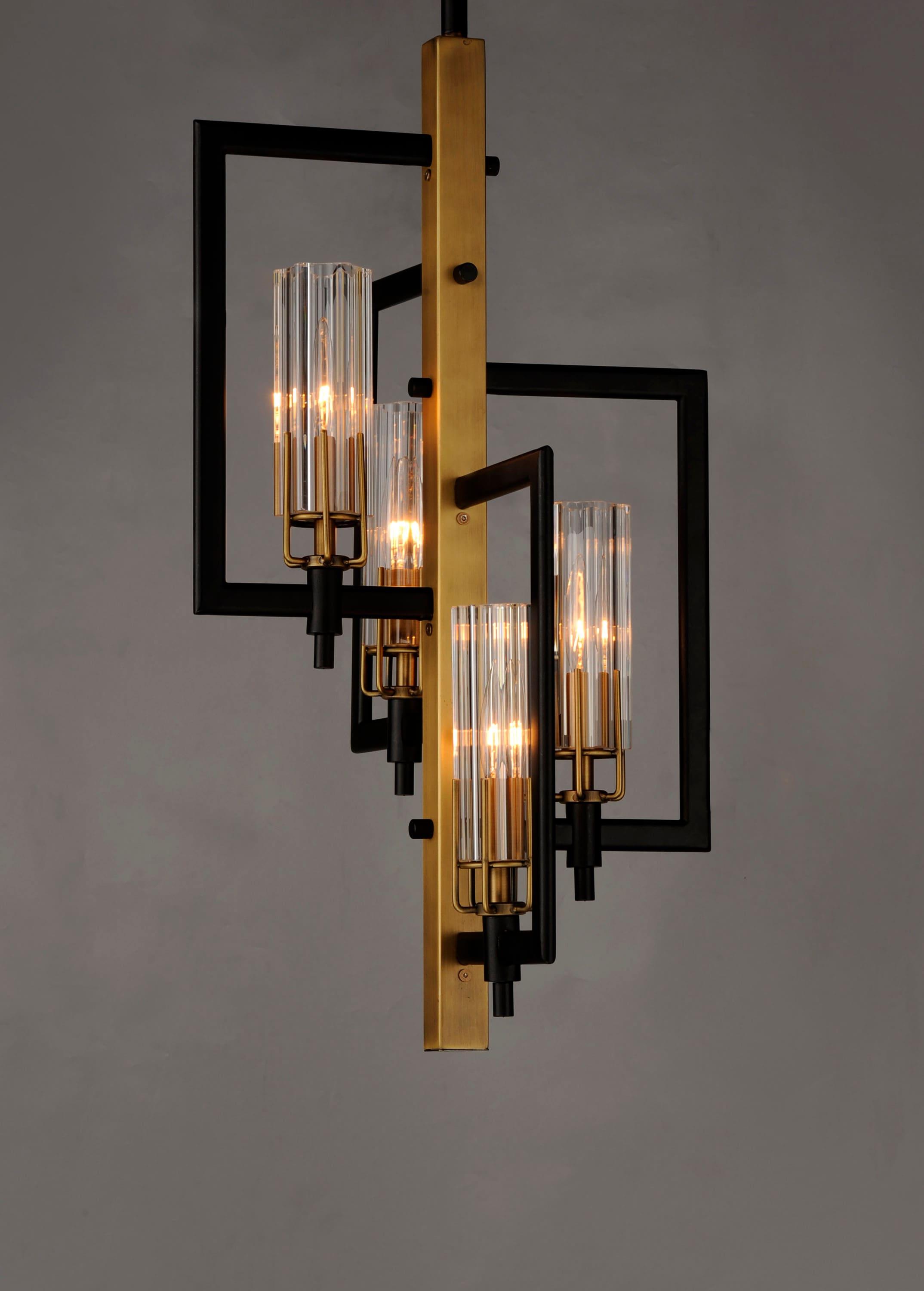Maxim Lighting Flambeau 4 - Light Pendant in  Black/Antique Brass
