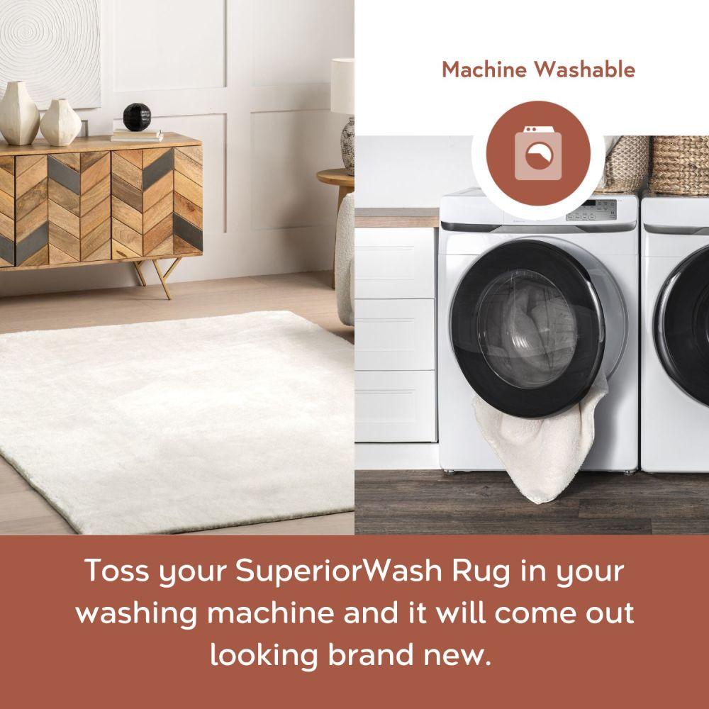 nuLOOM 2' x 3' Cozy Plush SuperiorWash Area Rug, Machine Washable, Non-Slip, Soft Fluffy Shag Carpet for Living Room Bedroom Nursery, Loni Off-white