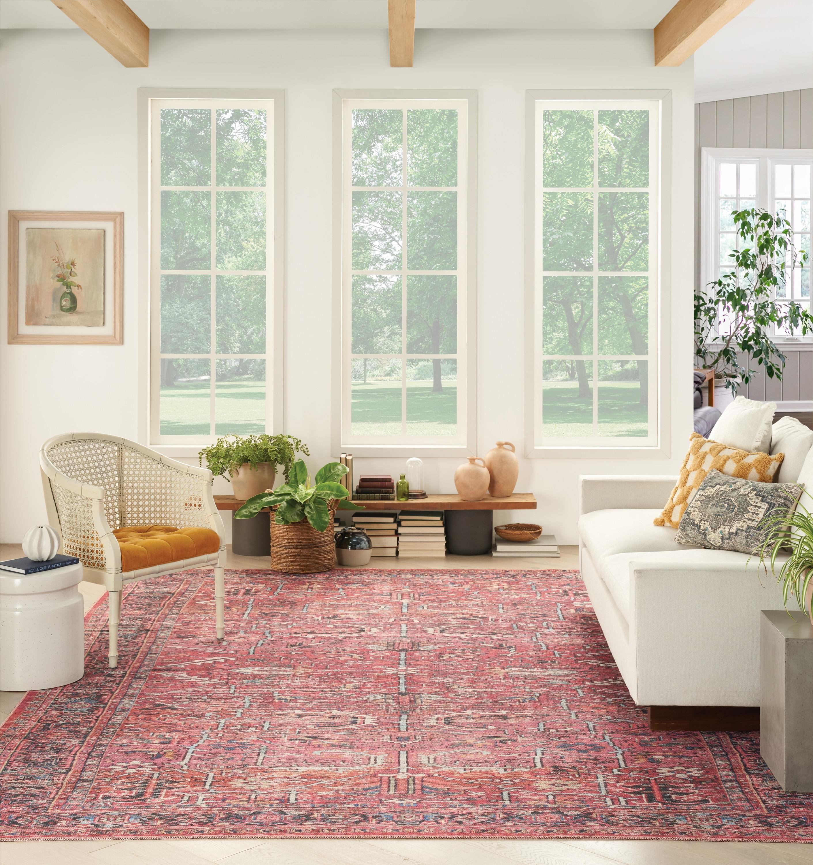 Bungalow Rose Machine Washable Oriental Red Area Rug