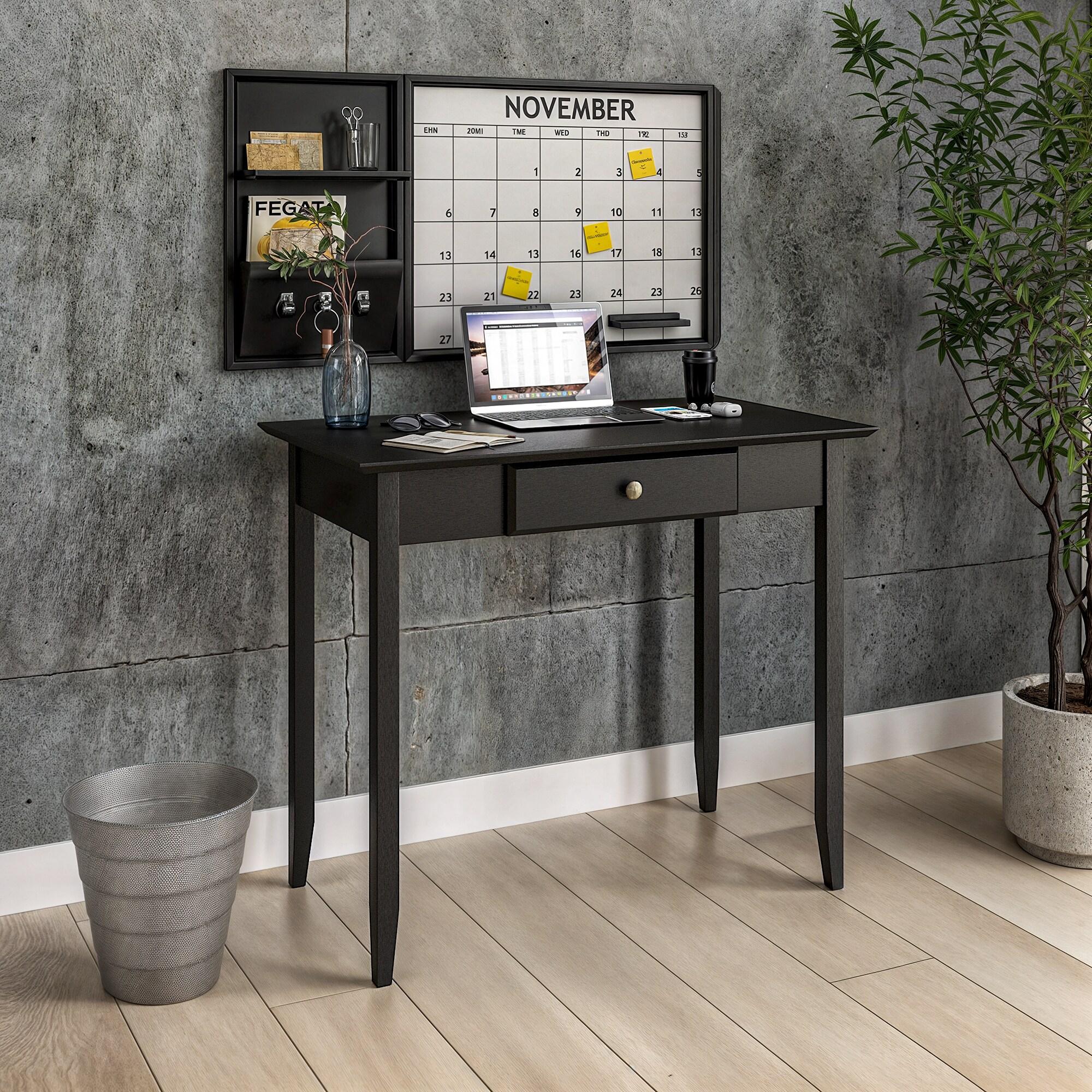 Black Pine Wood Shaker Writing Desk with Drawer