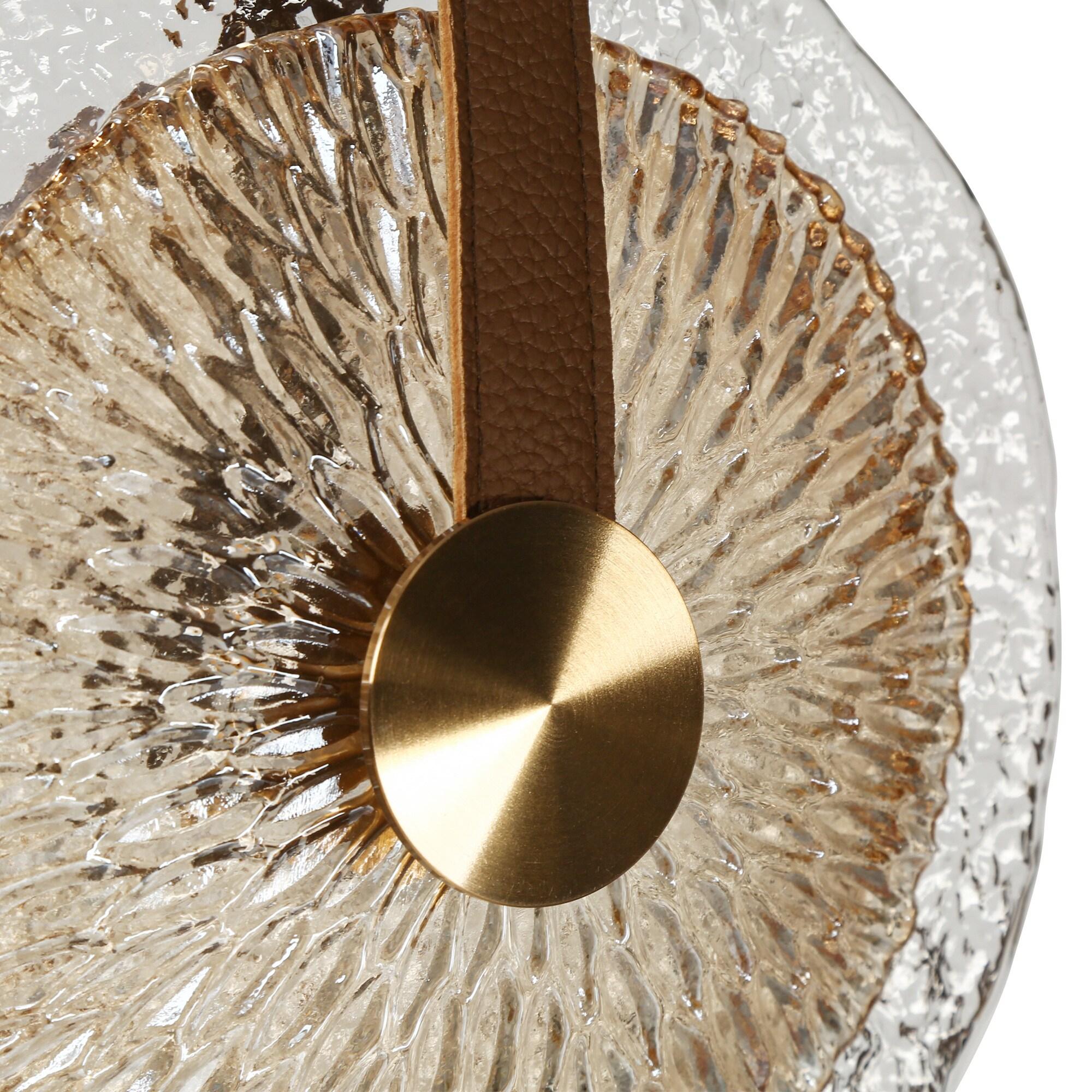 LNC Modern Gold LED 2-Light Chandelier Art Disc Design Pendant Lights for Kitchen Island Foyer