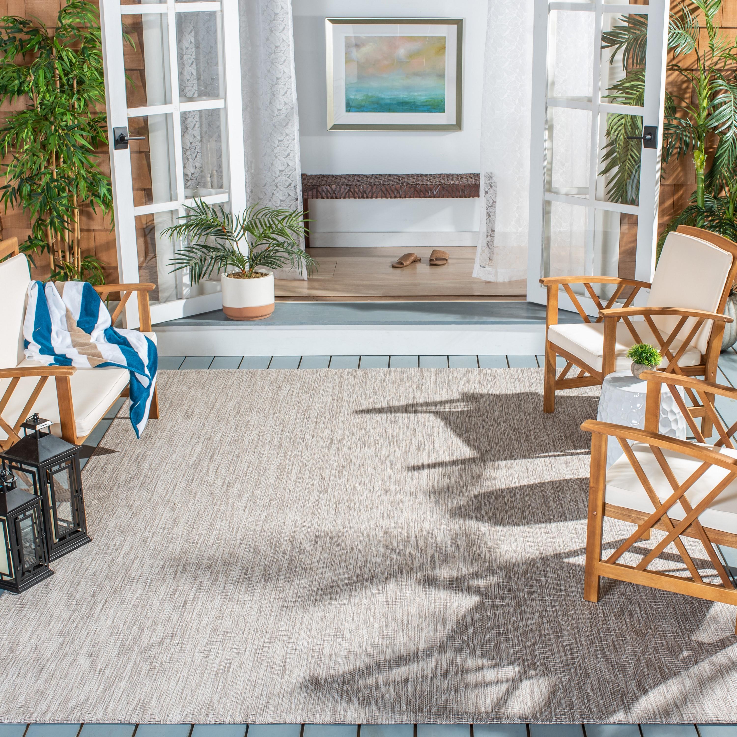 Courtyard CY8522 Power Loomed Indoor and Outdoor Area Rug - Beige/Beige - 4'x5'7" - Safavieh