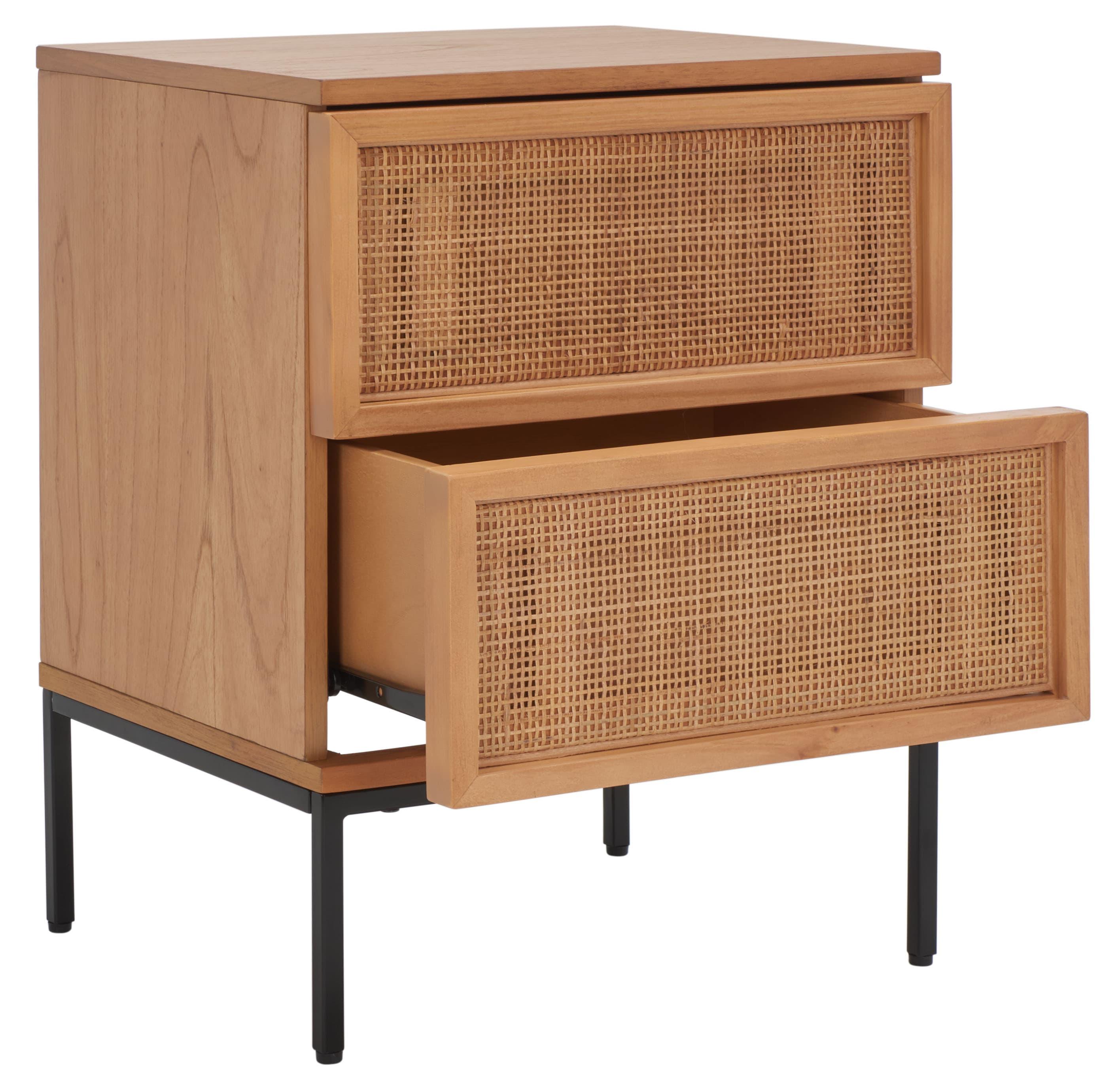 Zadie 2 Drawer Rattan Nightstand - NST5007 - Natural/Black - Safavieh