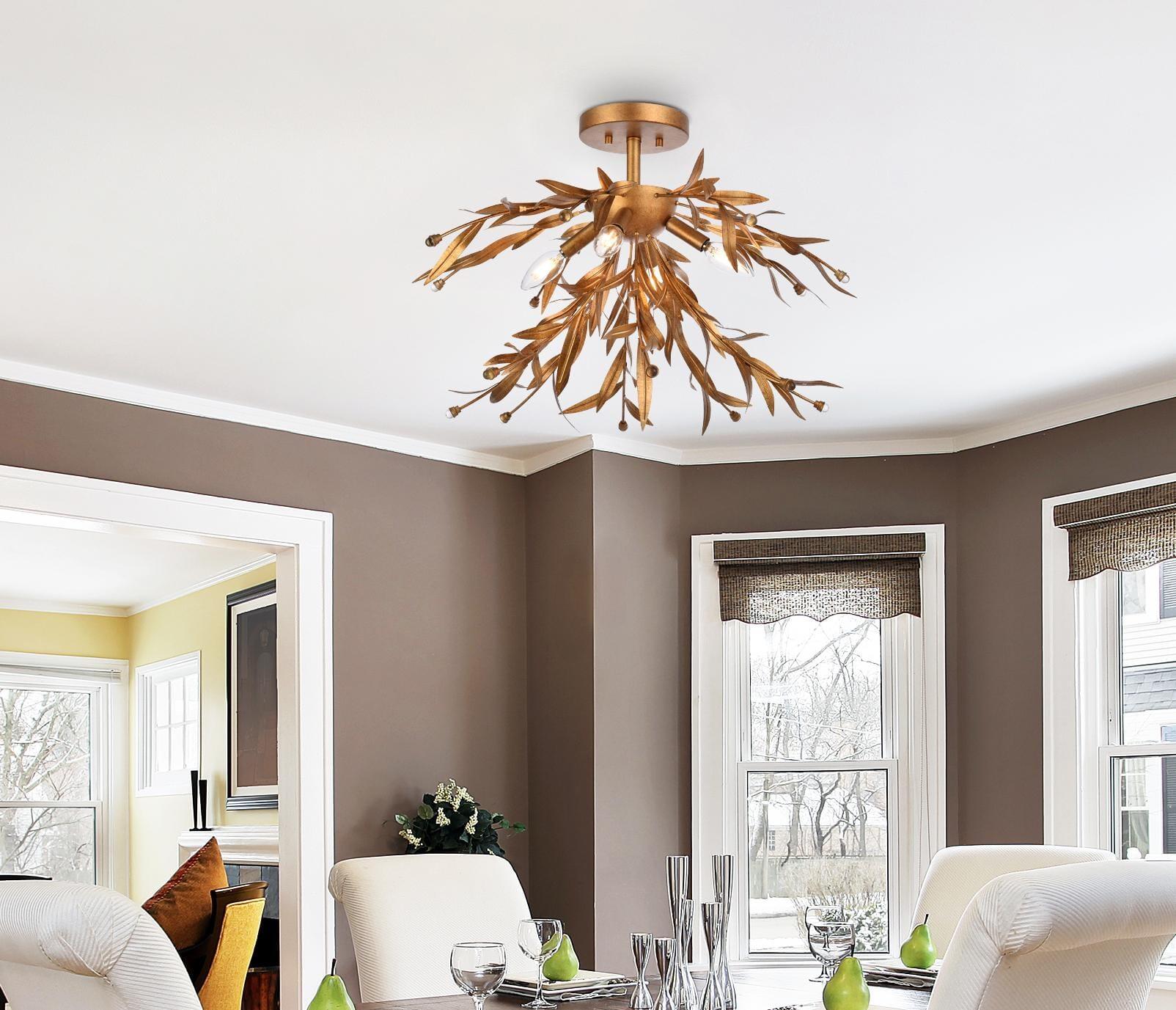 Elegant Lighting Priscilla 18.5 inch flush mount in gold leaf