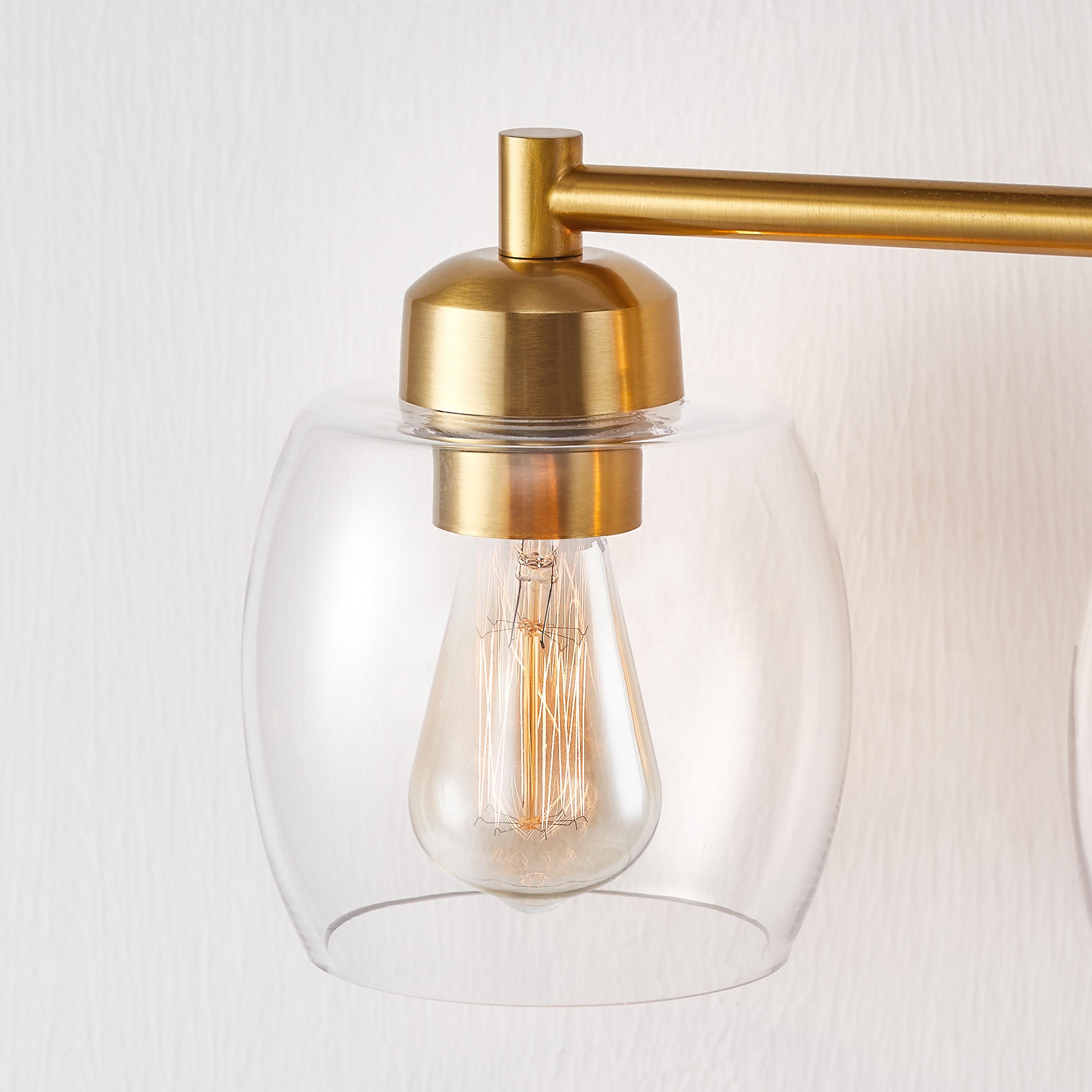 KAWOTI 4-Light Bathroom Light Fixtures, Antique Brass Vanity Wall Lamps over Mirror Bedroom Living Room Hallway