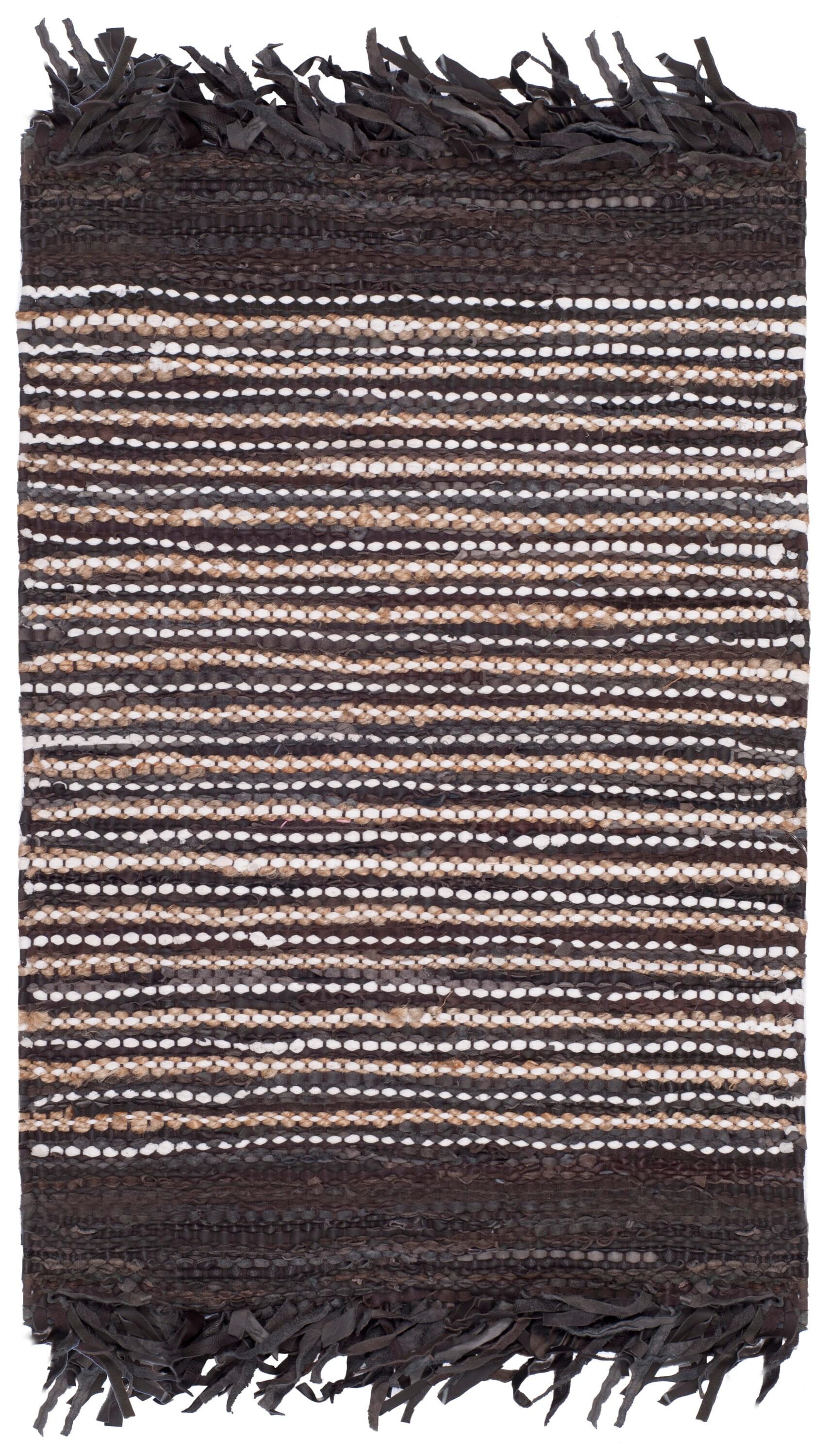 Vintage Leather VTL373 Hand Woven Accent Rug - Dark Brown/Multi - 3'x5' - Safavieh.