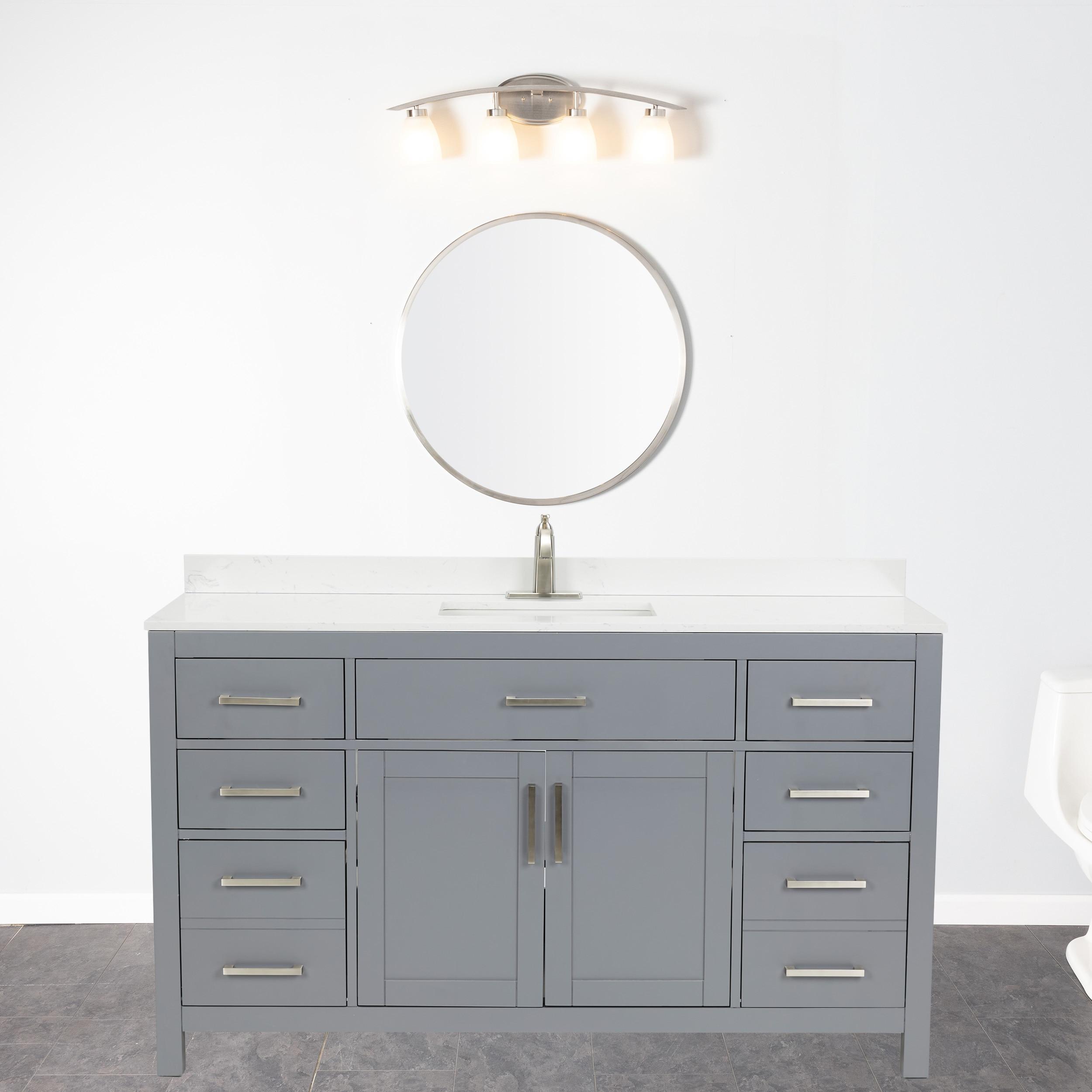 Beckett 60" Freestanding Single Bathroom Vanity with Cultured Marble Top