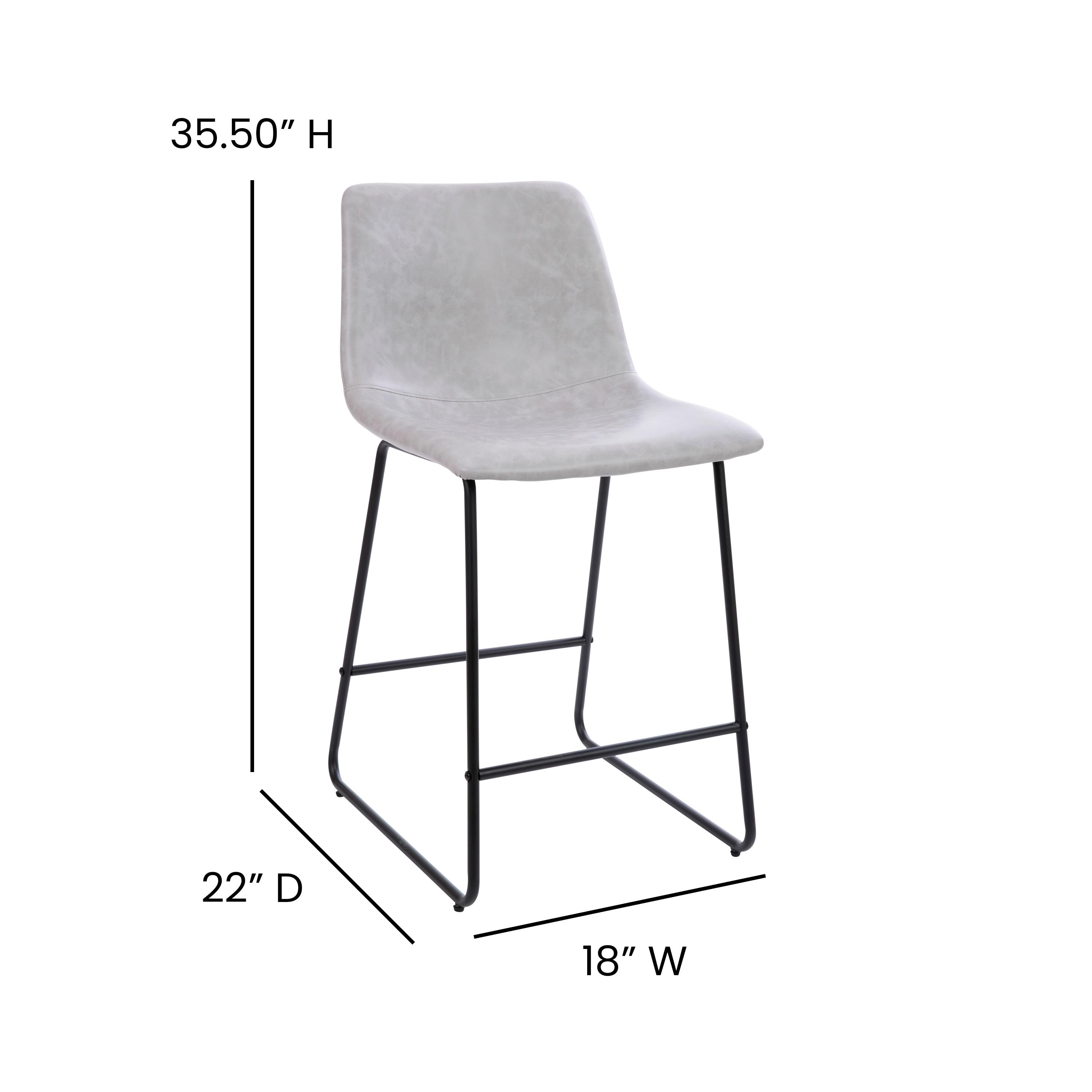 Flash Furniture Reagan 24 inch LeatherSoft Counter Height Barstools in Light Gray, Set of 2