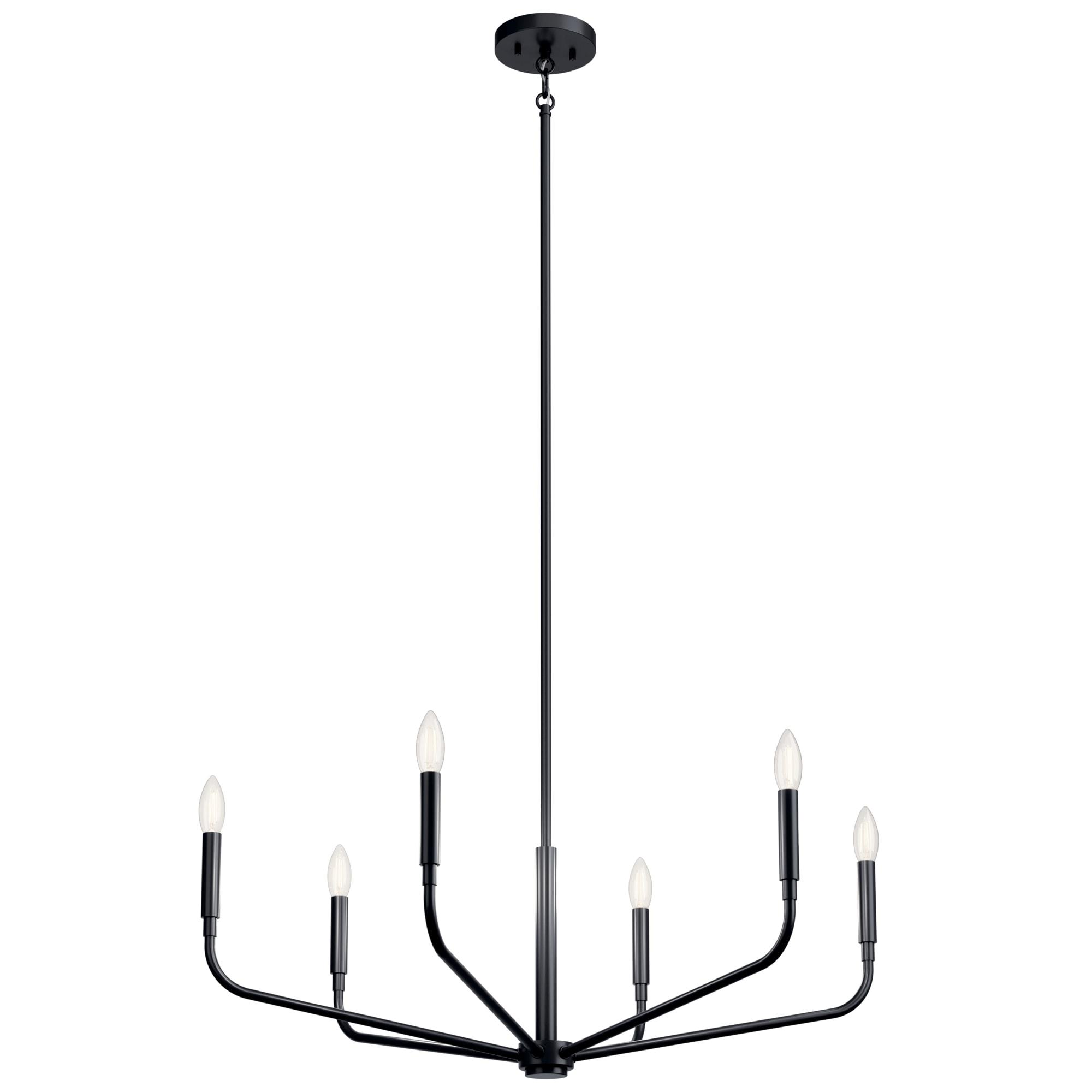 Black 6-Light Modern Candle Chandelier