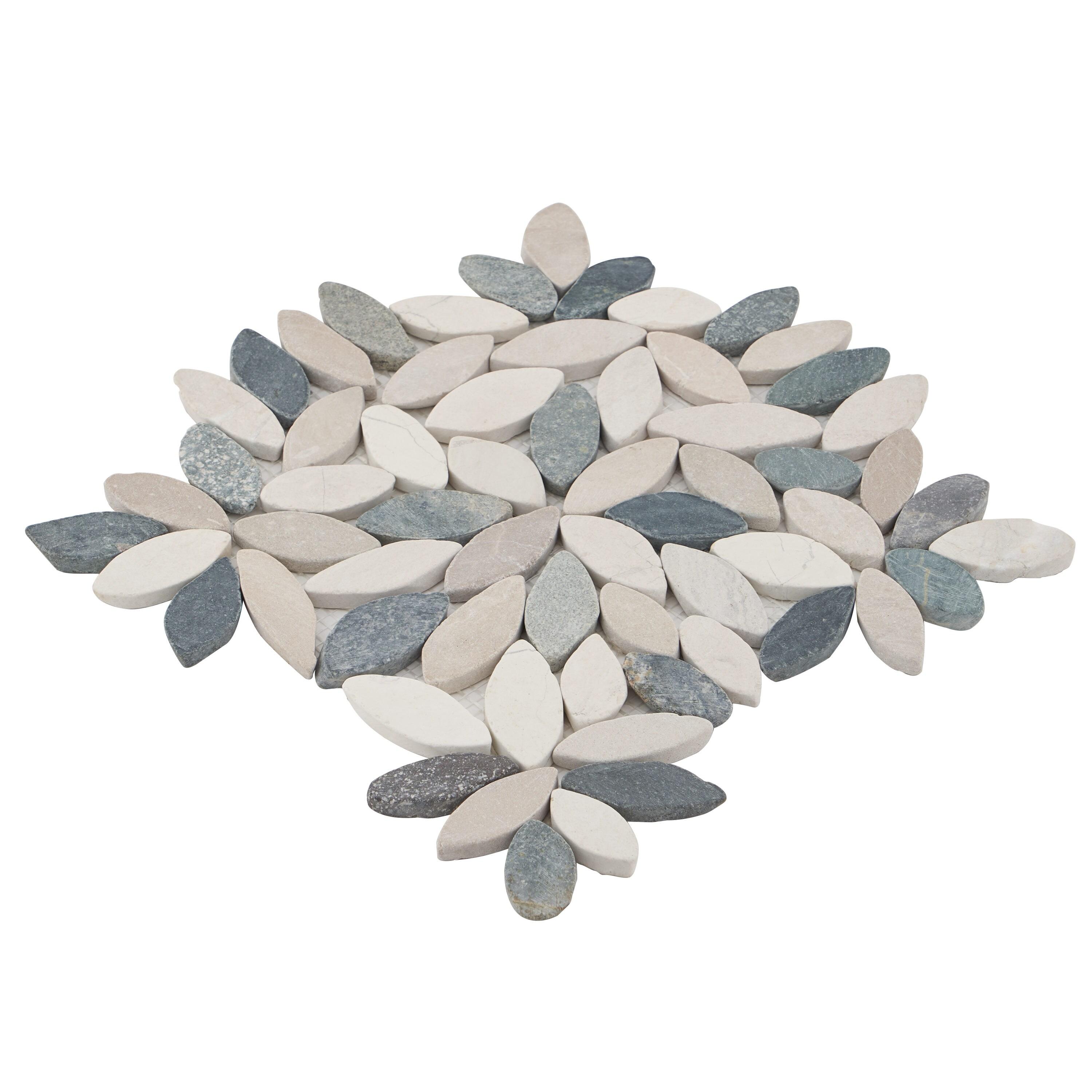 Picturesque Flower 11.81 in. x 11.81 in. Natural Stone Floor and Wall Mosaic Tile (0.97 Sq. Ft. / Each)