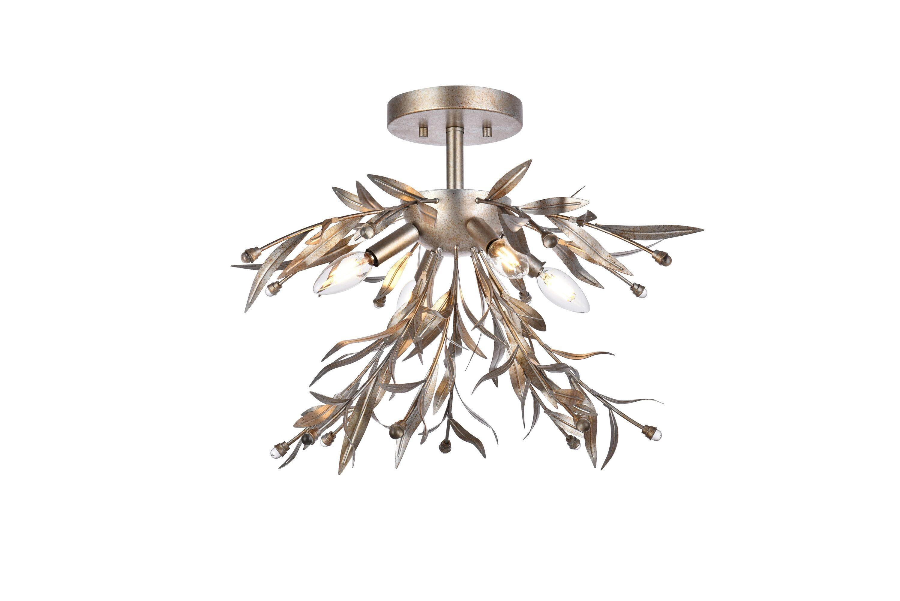 Elegant Lighting Priscilla 18.5 inch flush mount in silver leaf