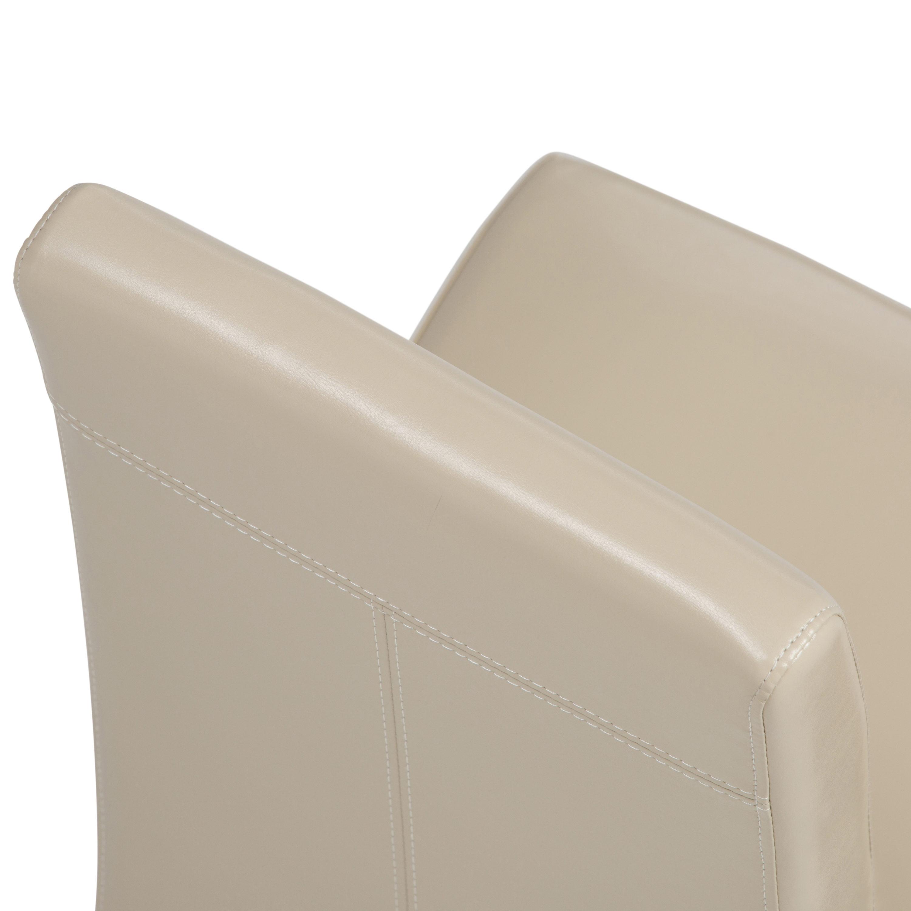 Simpli Home Acadian Transitional Parson Dining Chair (Set of 2) in Satin Cream Faux Leather