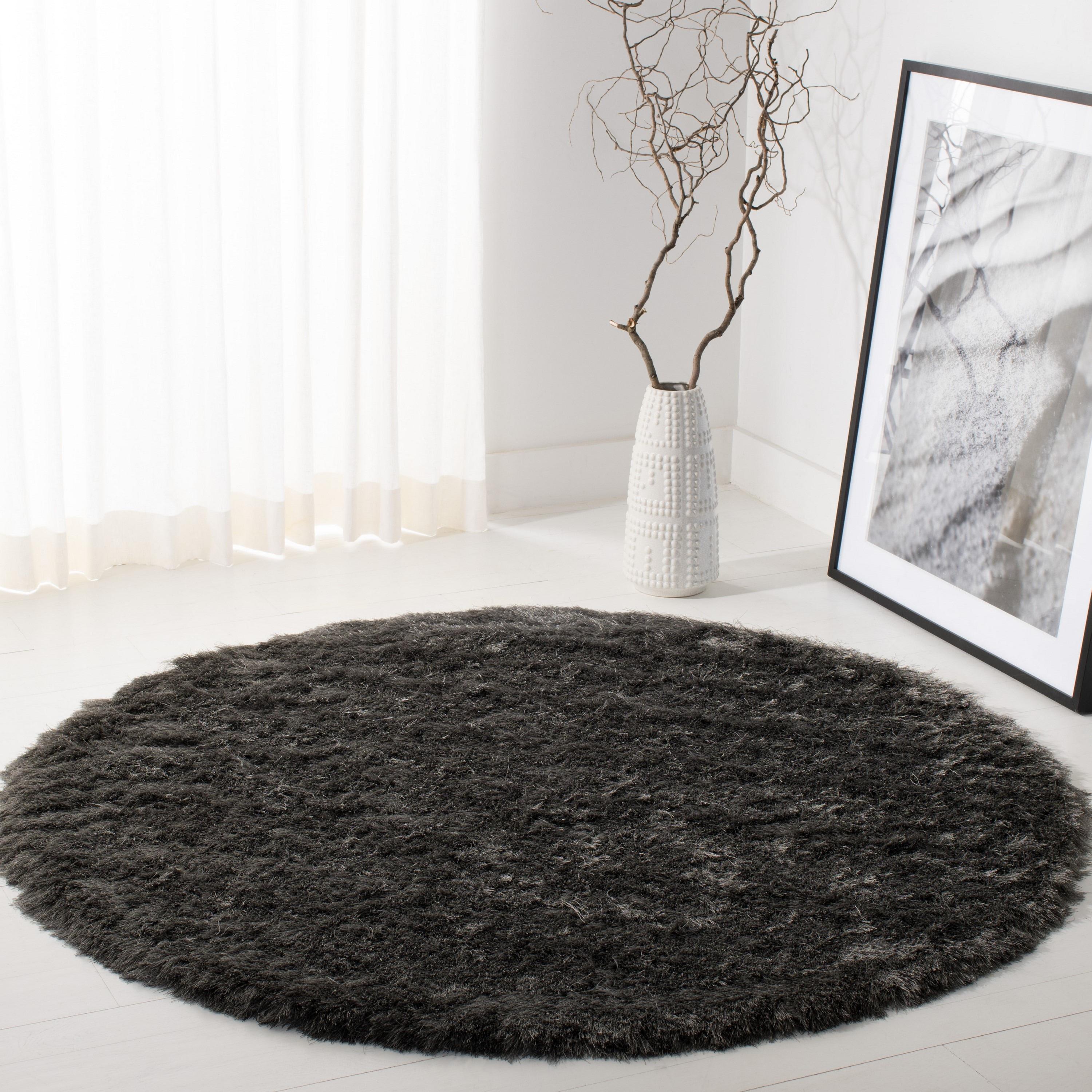 Shag SG511 Hand Tufted Area Rug - Titanium - 4' round - Safavieh.