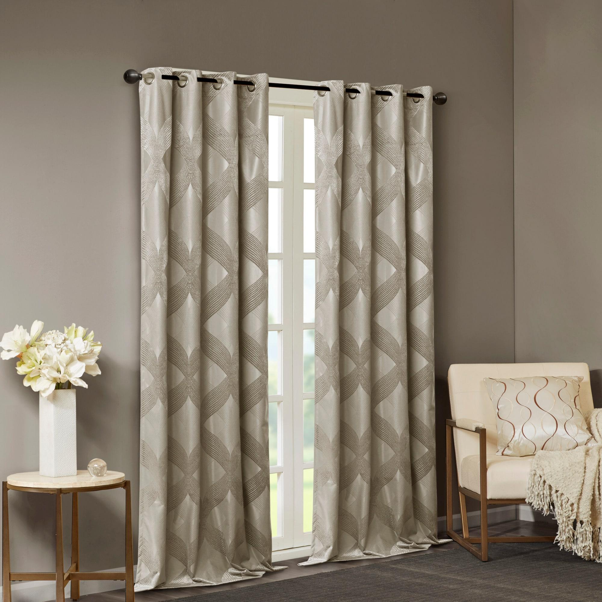 Madison Park Bentley Ogee Knitted Jacquard Geometric Total Blackout Single Curtain Panel