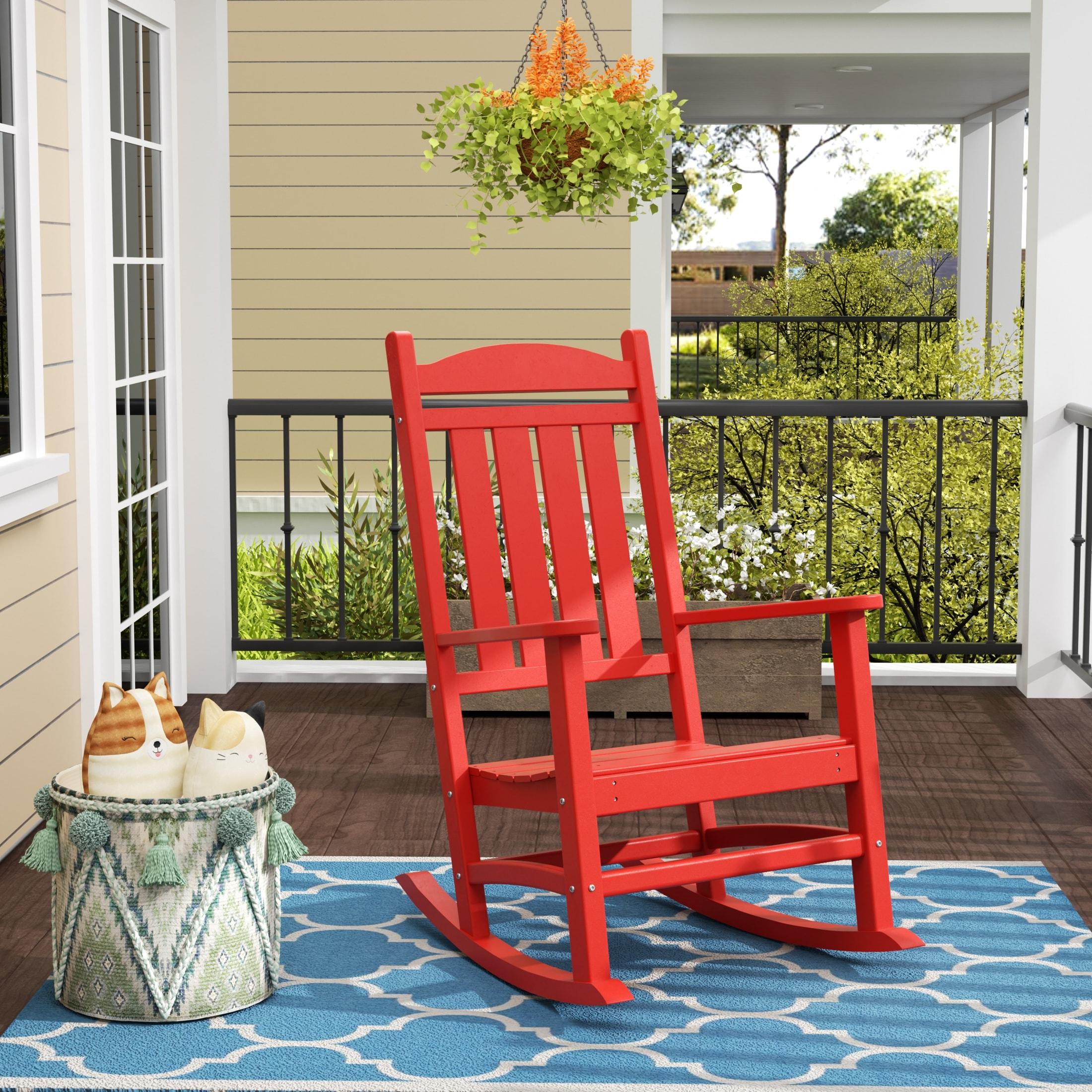 Polytrends  Laguna Hdpe All Weather Outdoor Patio Rocking Chair Red