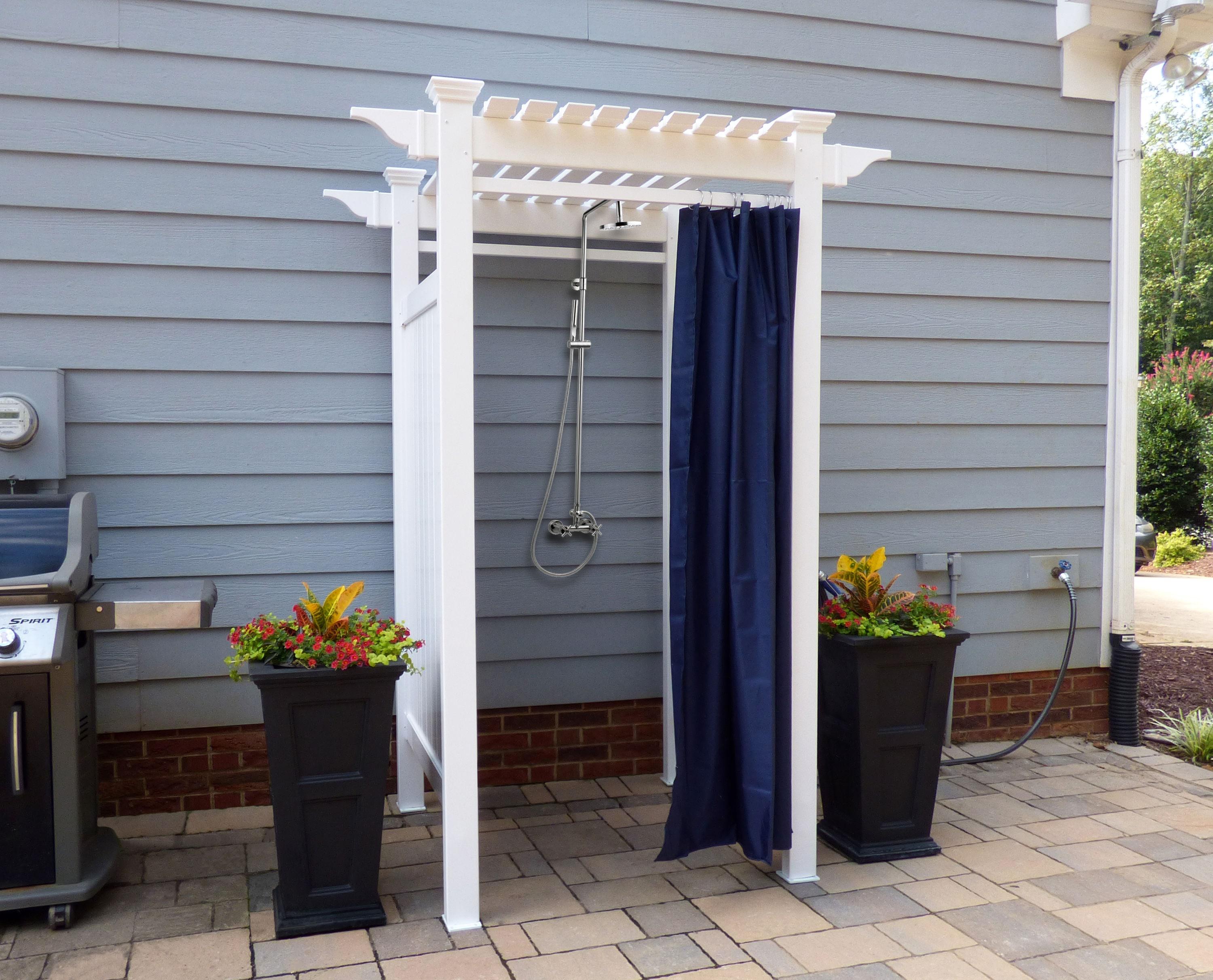 89in H x 62in W x 47in L (1 Enclosure) Zippity Oceanside Outside Shower Enclosure Kit, White Vinyl Outdoor Shower Kit for Pool Shower, Outdoor Changing Room, Beach Shower, Outdoor Bathroom ZP19024