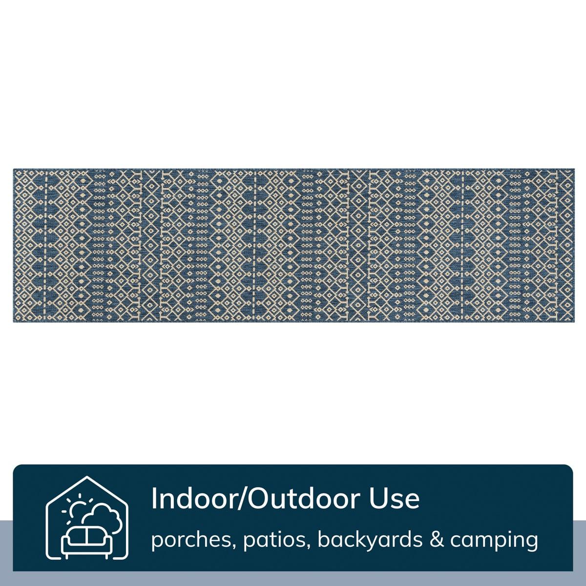 Marshanna Nord Trellis Blue Indoor/Outdoor Flat-Weave Area Rug