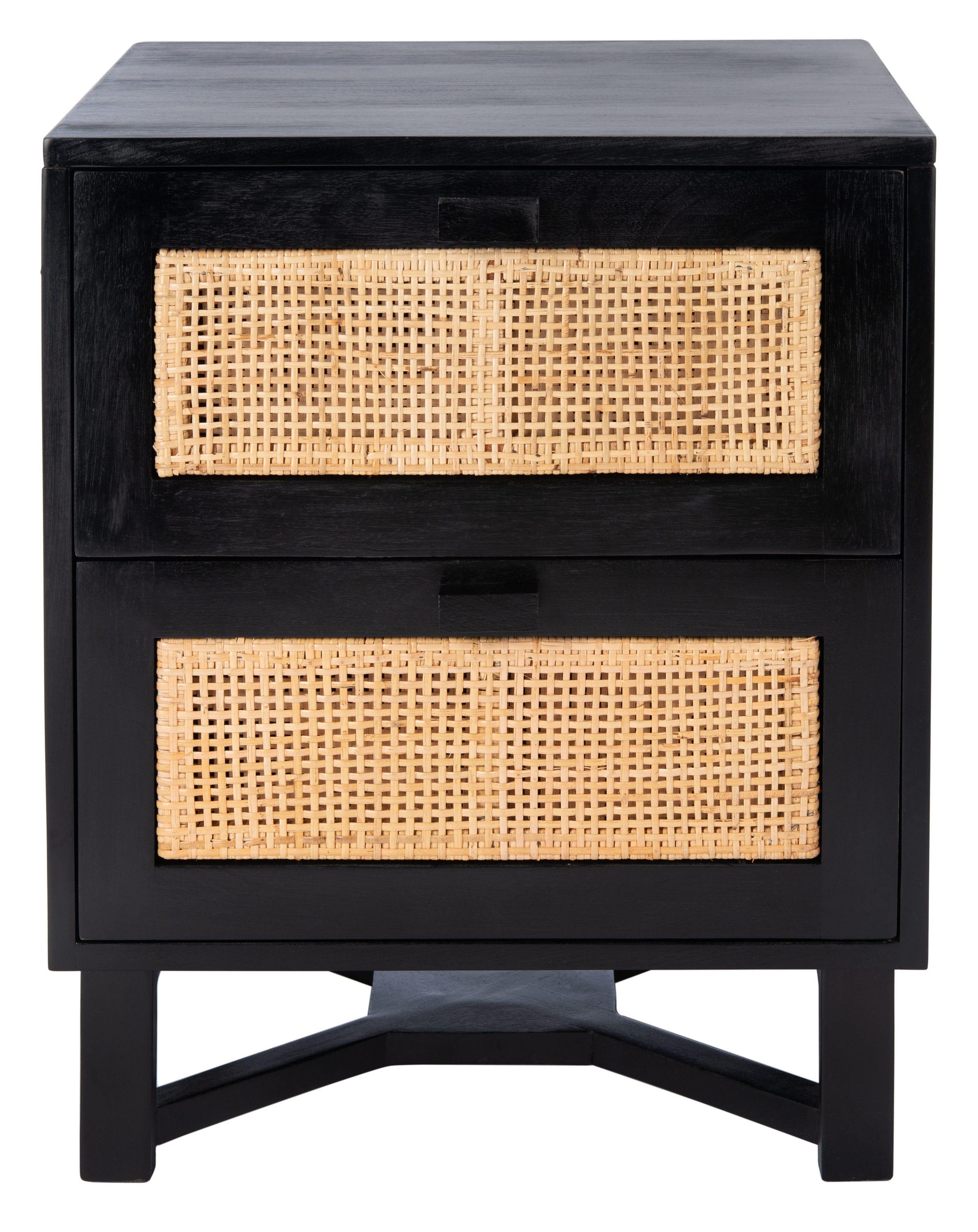 Hedwig 2 Drawer Nightstand - Black/Natural - Safavieh.