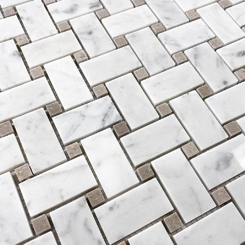 12" x 12" Natural Stone Basketweave Mosaic Wall & Floor Tile
