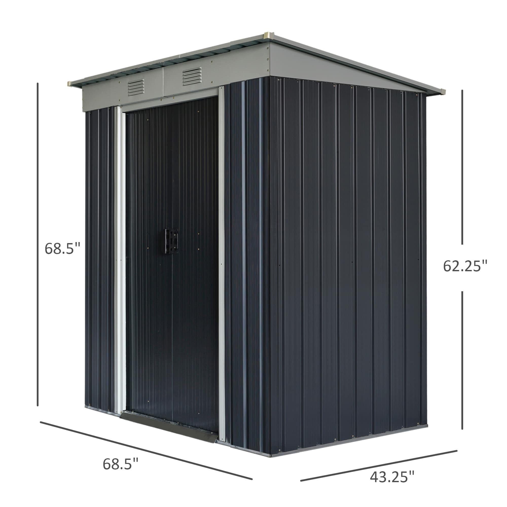 Outsunny 6' x 4' Metal Garden Shed, Backyard Tool Storage Shed with Dual Locking Doors, 2 Air Vents and Steel Frame, Black