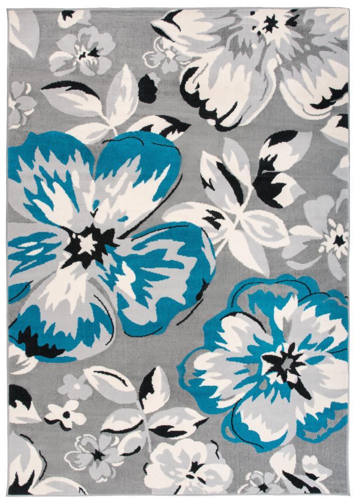 World Rug Gallery Modern Floral Design Blue 5' x 7' Area Rug