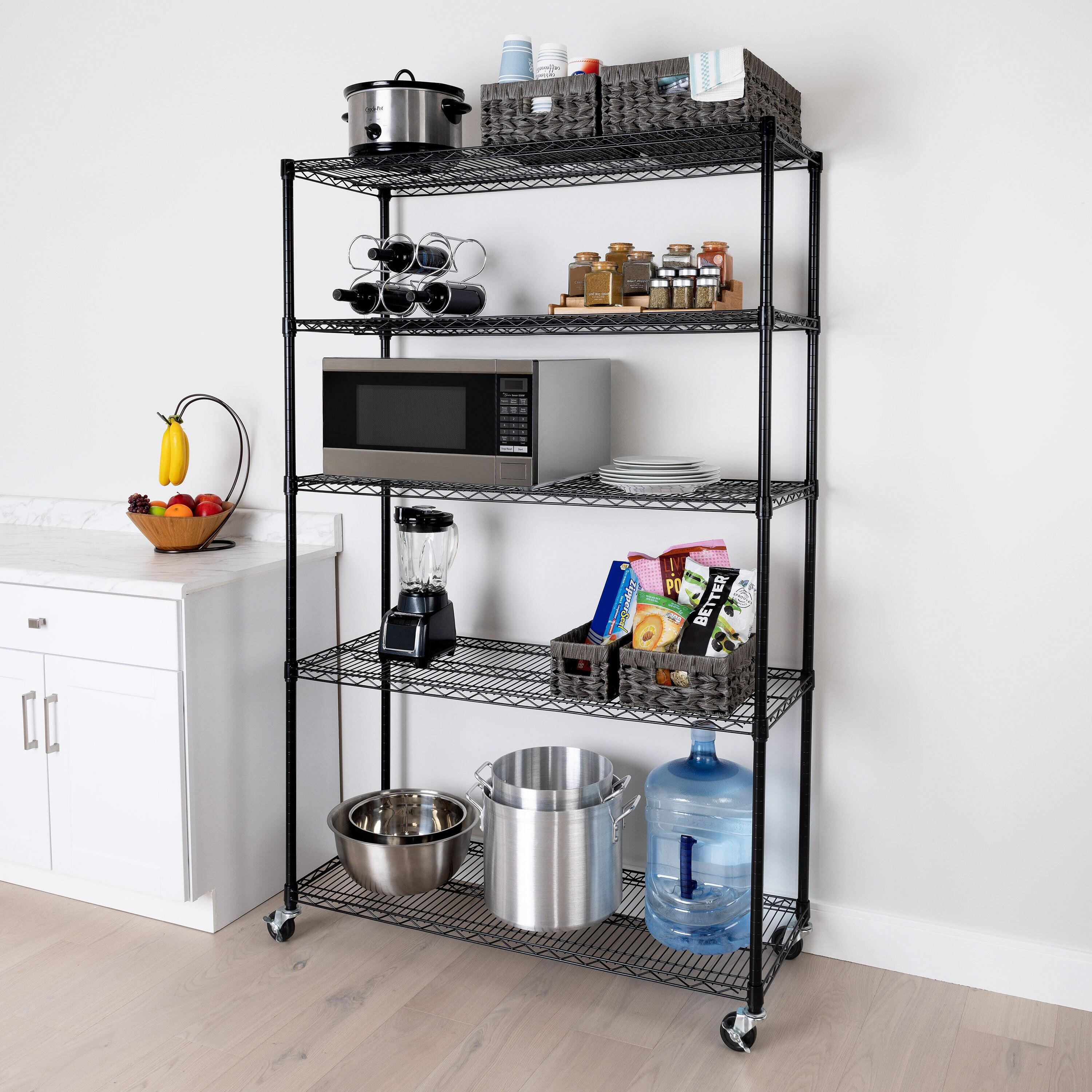 UltraDurable 48'' W x 18" D 5-Tier NSF-Certified Steel Shelving with Wheels