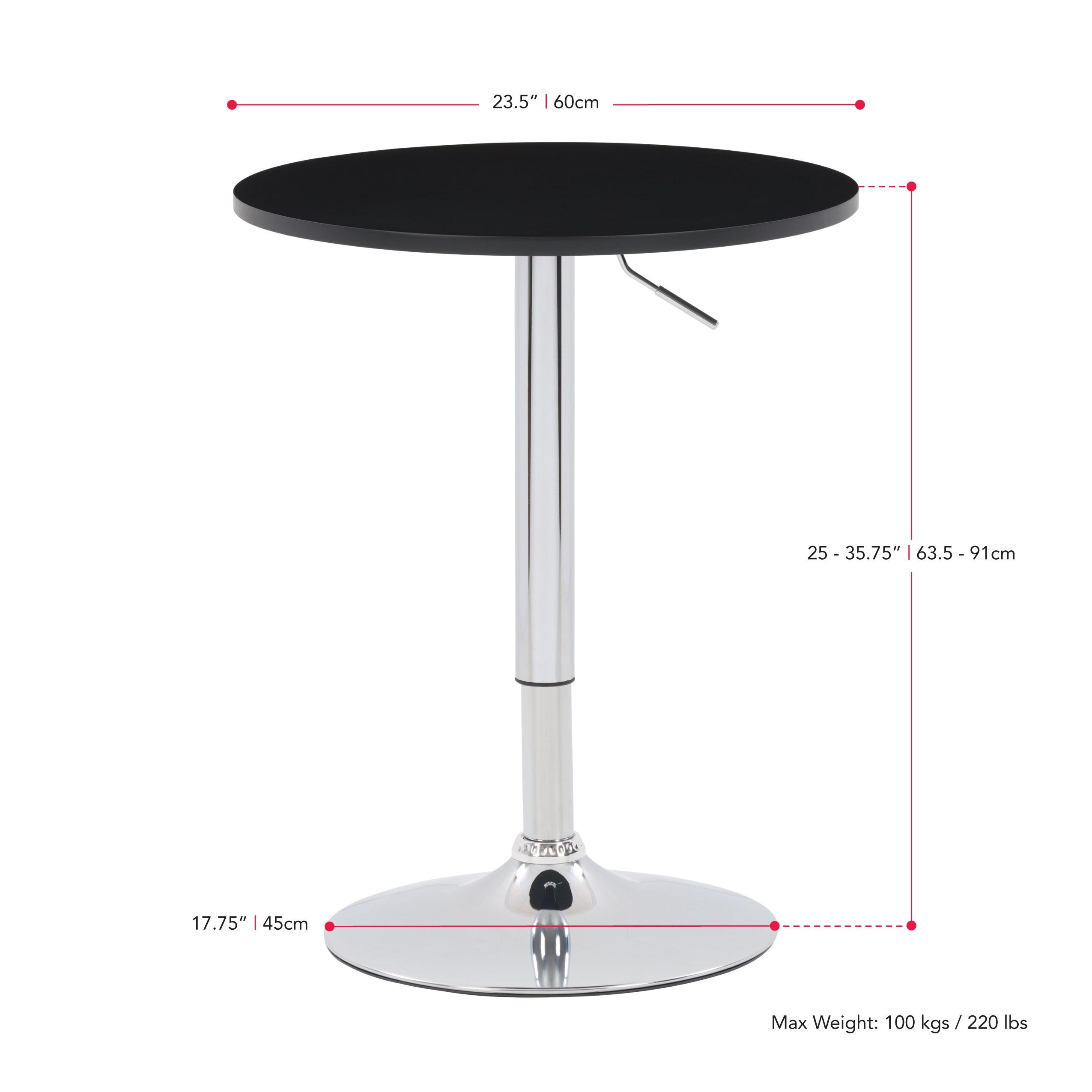 Round Adjustable Pedestal Dining Table Black - CorLiving