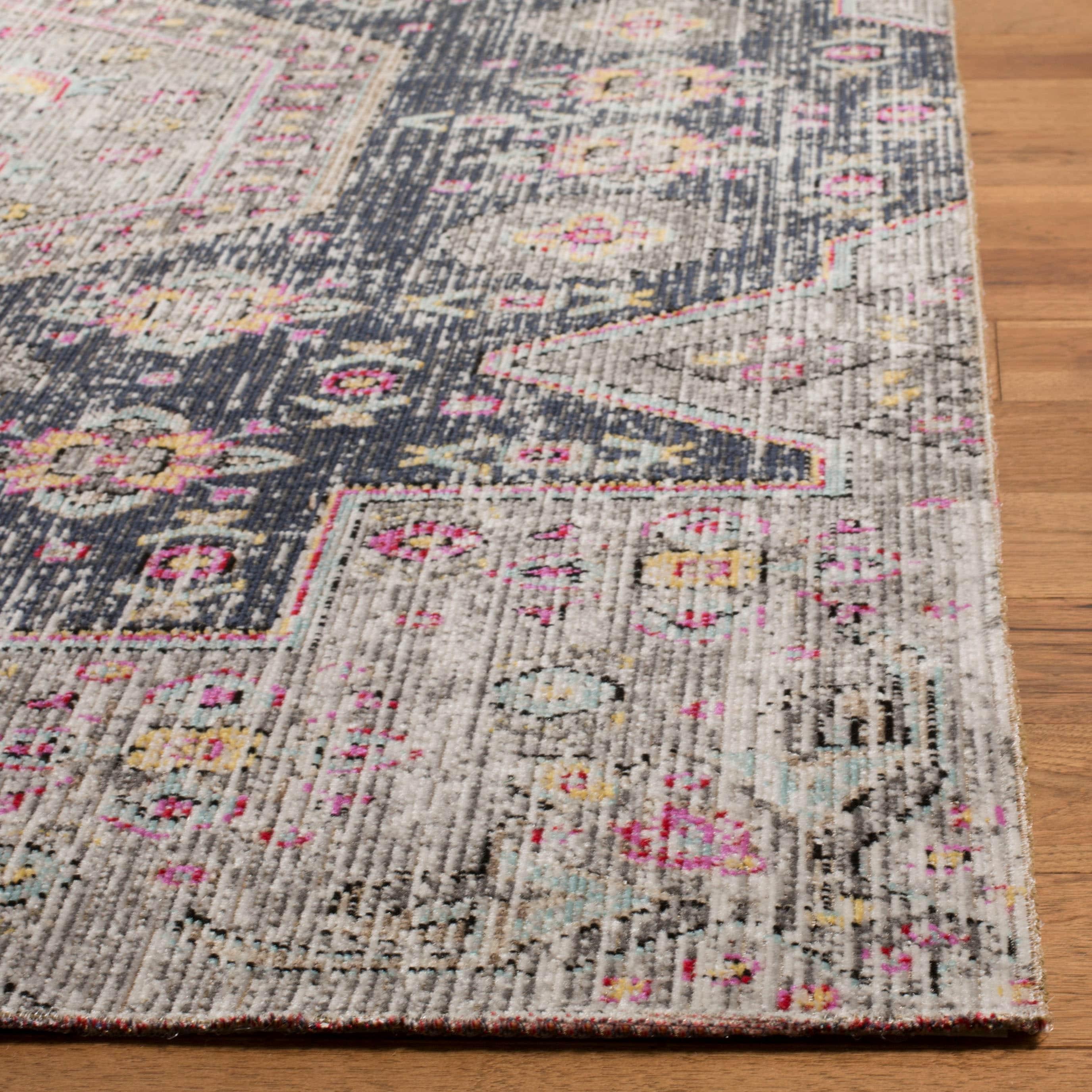 Montage MTG365 Power Loomed Indoor/Outdoor Area Rug - Black/Multi - 5'1"x7'6" - Safavieh