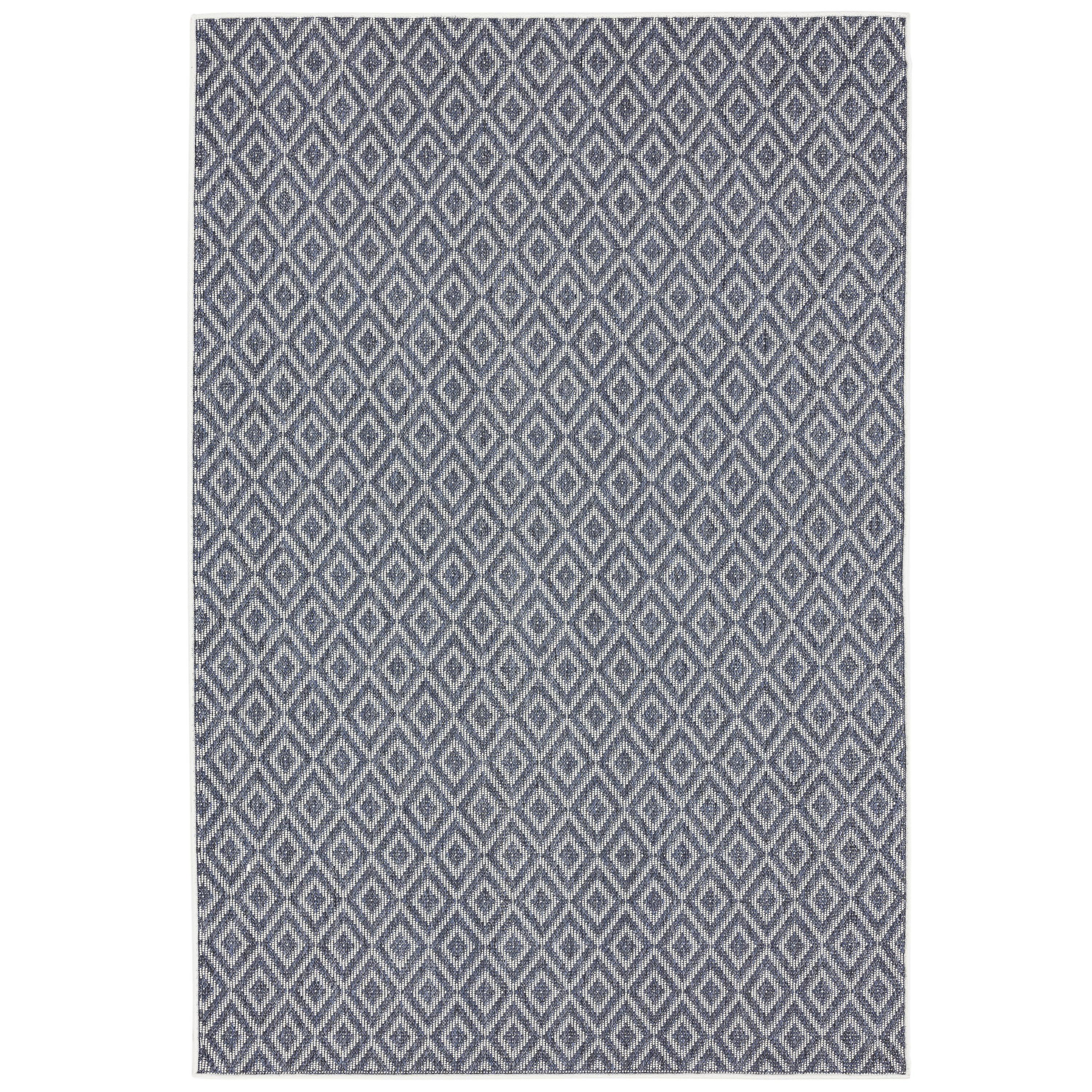 Home Dynamix Tripoli Lydia Modern Diamond Indoor/Outdoor Area Rug, Denim/Cream, 7'10"x10'2"