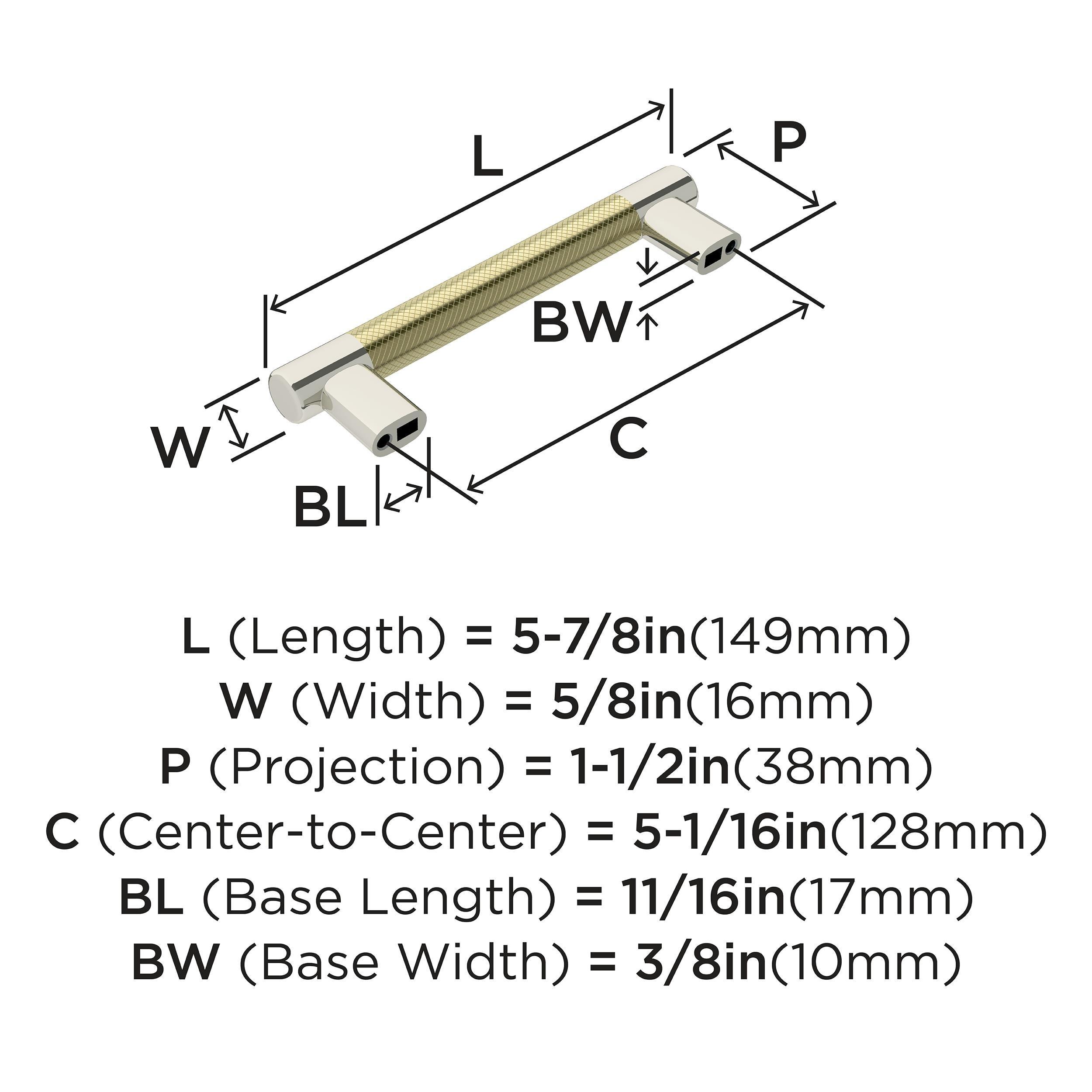 Amerock Esquire 5-1/16 inch (128mm) Center-to-Center Polished Nickel/Golden Champagne Cabinet Pull