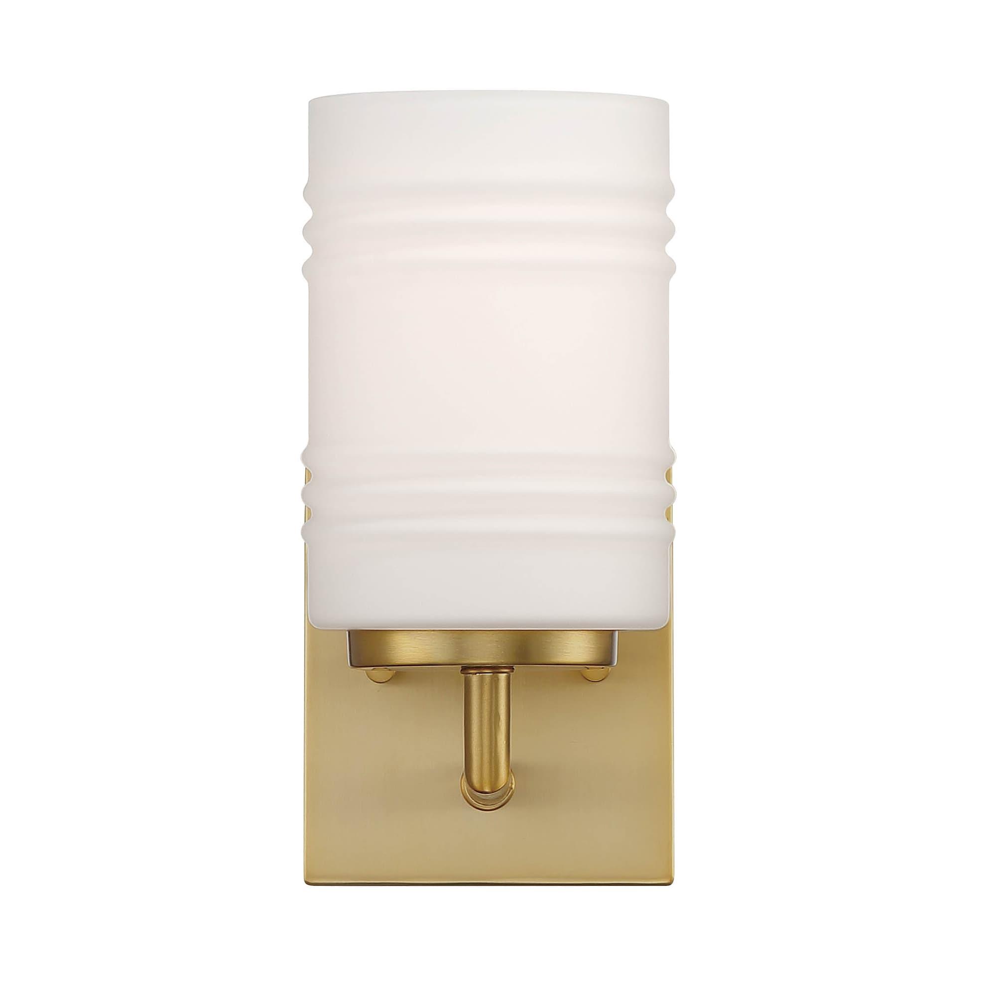 Leavenworth Brushed Gold Dimmable Wall Sconce with Opal Glass Shade