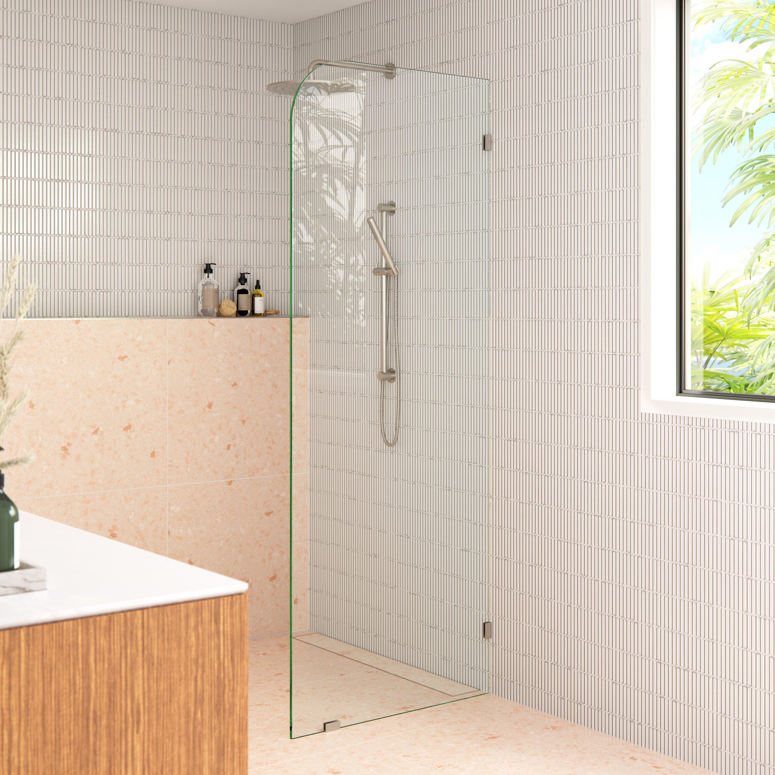 Solaris 36 in. x 78 in. Fully Frameless Radius Single Fixed Shower Panel