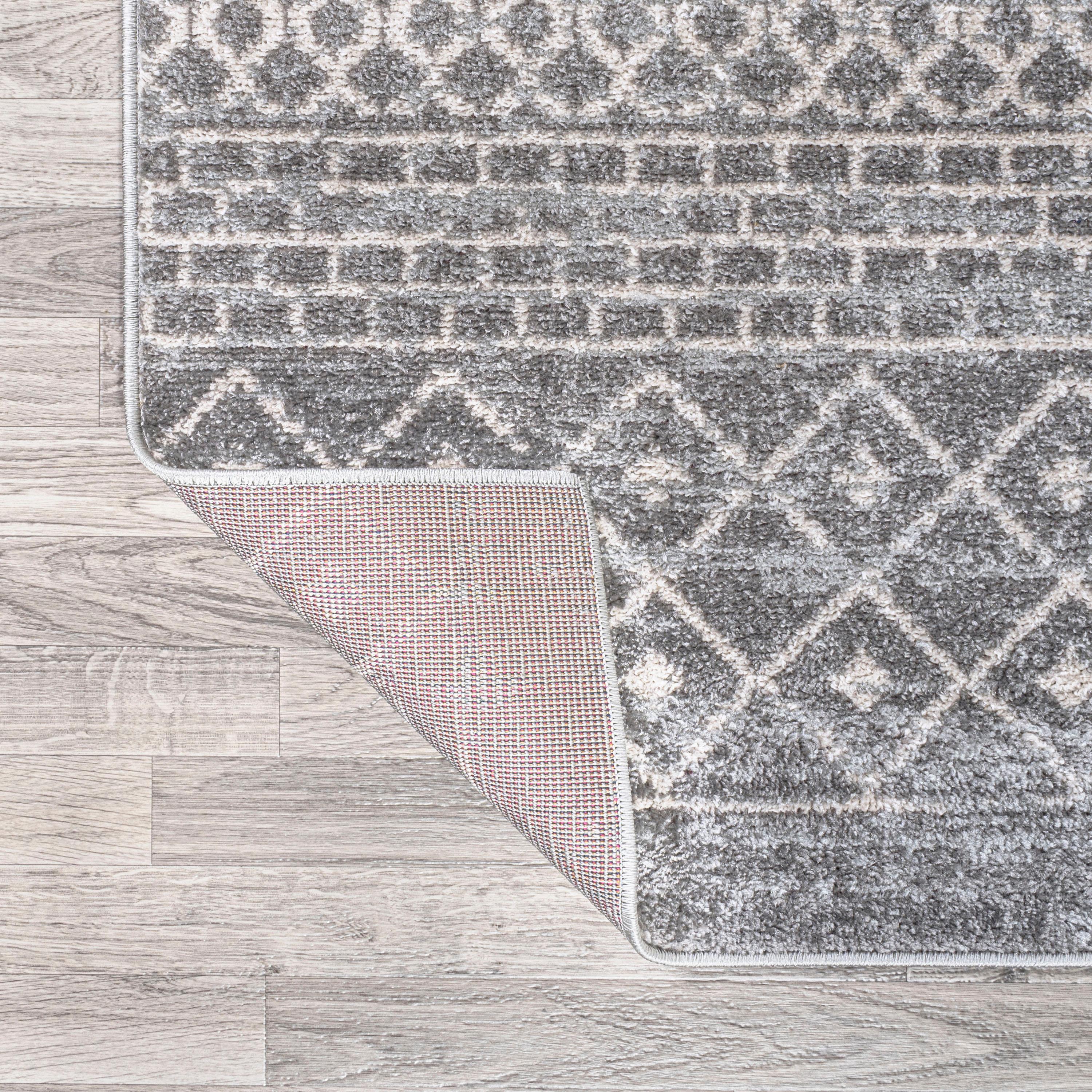 2' x 8' Arta Moroccan Modern Geometric Rug Runner Rug, Gray/Cream - JONATHAN Y