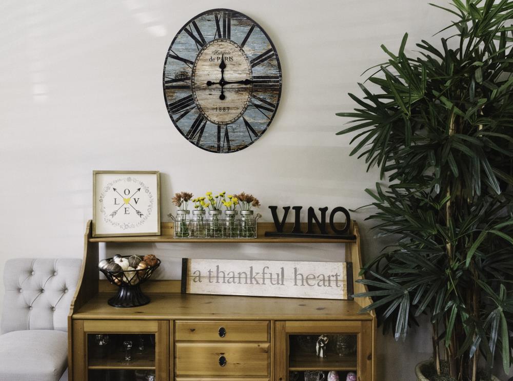 Woven Paths 29" Oval Turquoise Wood Wall Clock