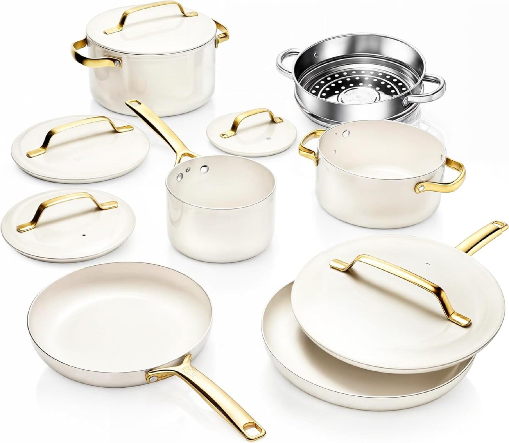 Gotham Steel Modern Collection 11 Pc Cream Nonstick Cookware Set