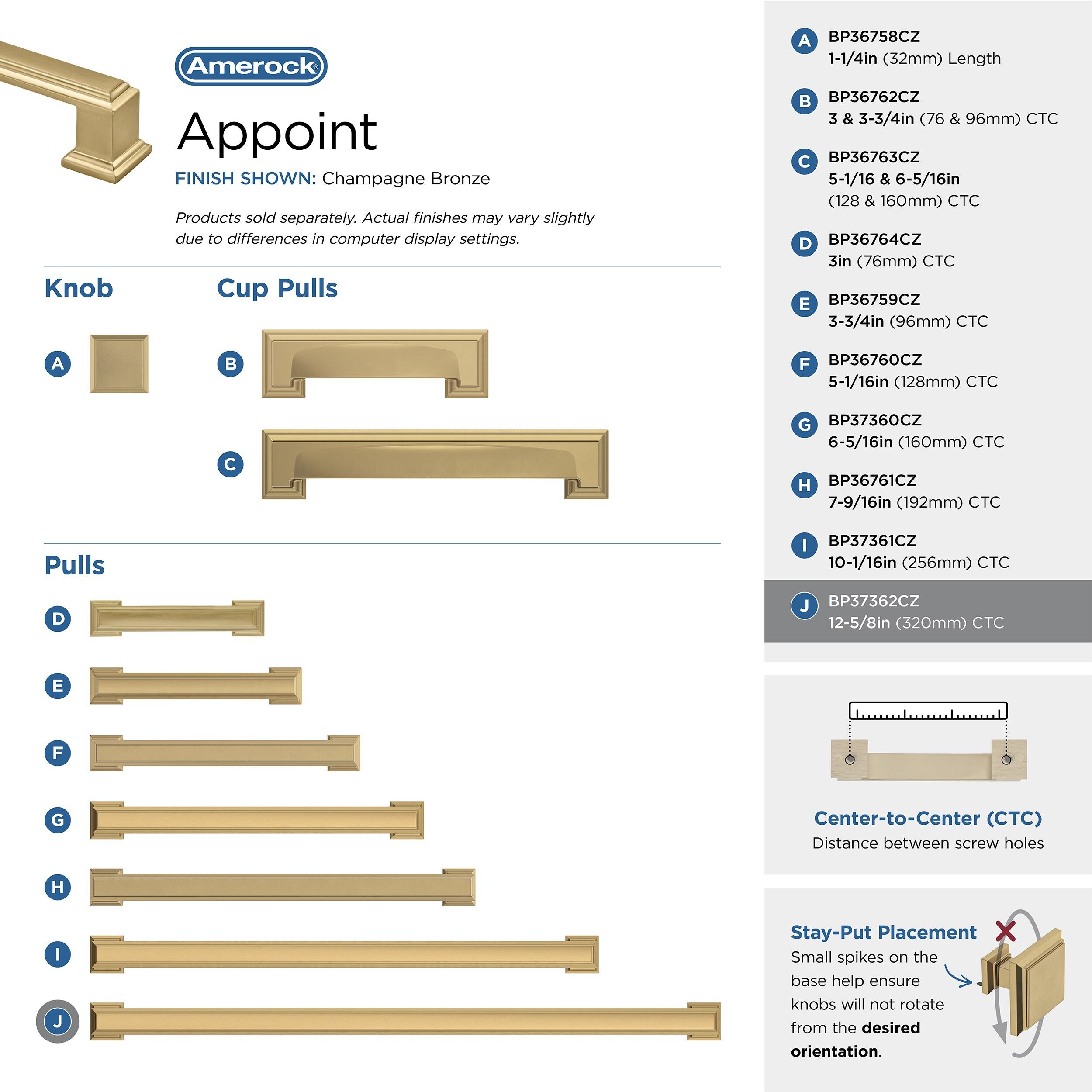 Amerock Appoint 12-5/8 inch (320mm) Center-to-Center Champagne Bronze Cabinet Pull