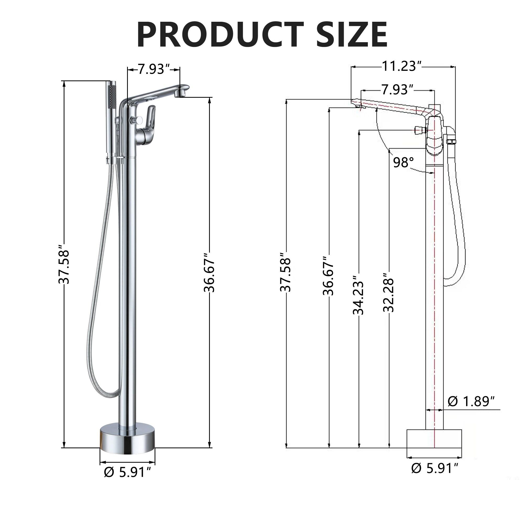 Chrome Freestanding Bathtub Faucet with Hand Shower