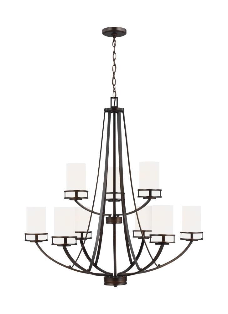Robie Burnt Sienna 9-Light Incandescent Bronze Chandelier with Etched White Glass