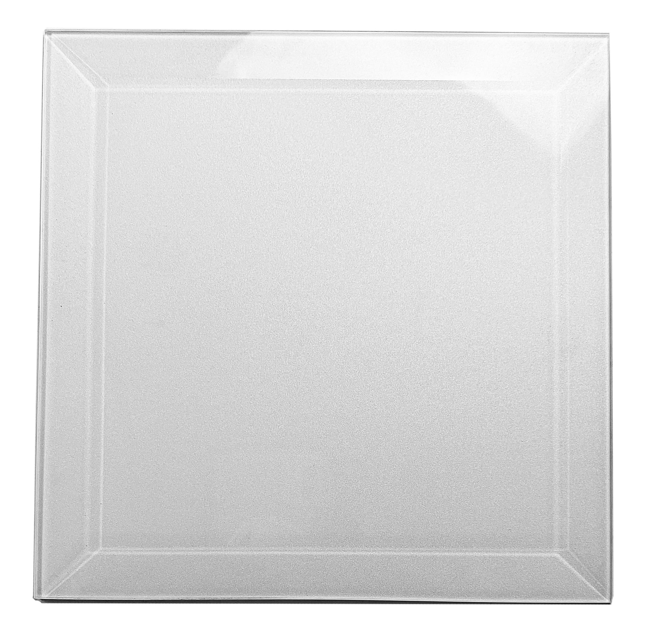 Frosted Elegance 8 in. x 8 in. Diamond Grade Glass Beveled Large Format Square Decorative Kitchen & Bathroom Wall Tile